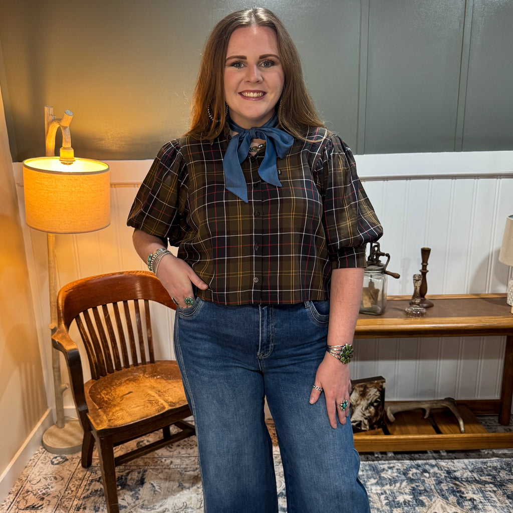 Plaid Collared Blouse