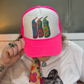 Neon Pink Retro Chaps Trucker Hat