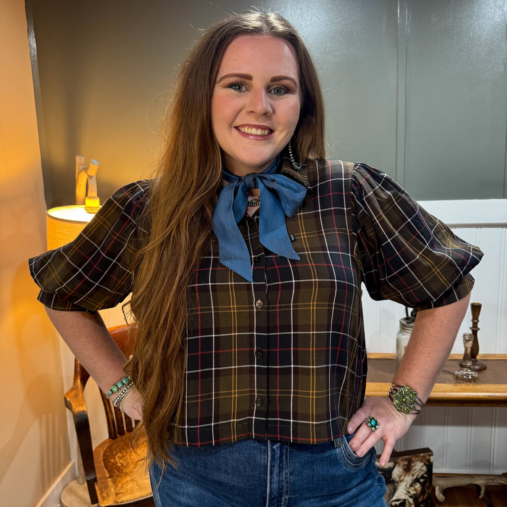 Plaid Collared Blouse