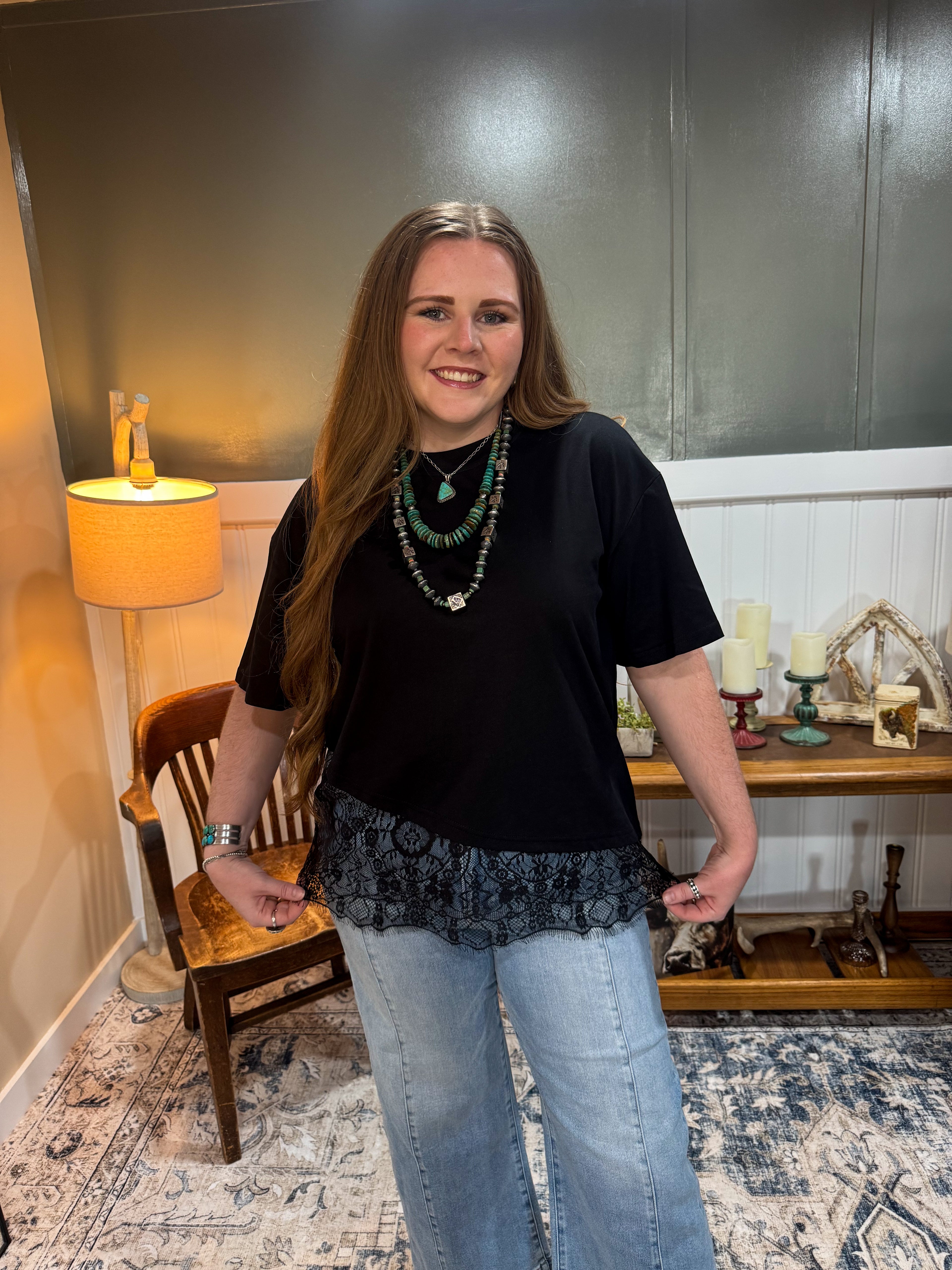 Lace Asymmetrical Top