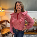 Red Gingham Ruffled Blouse