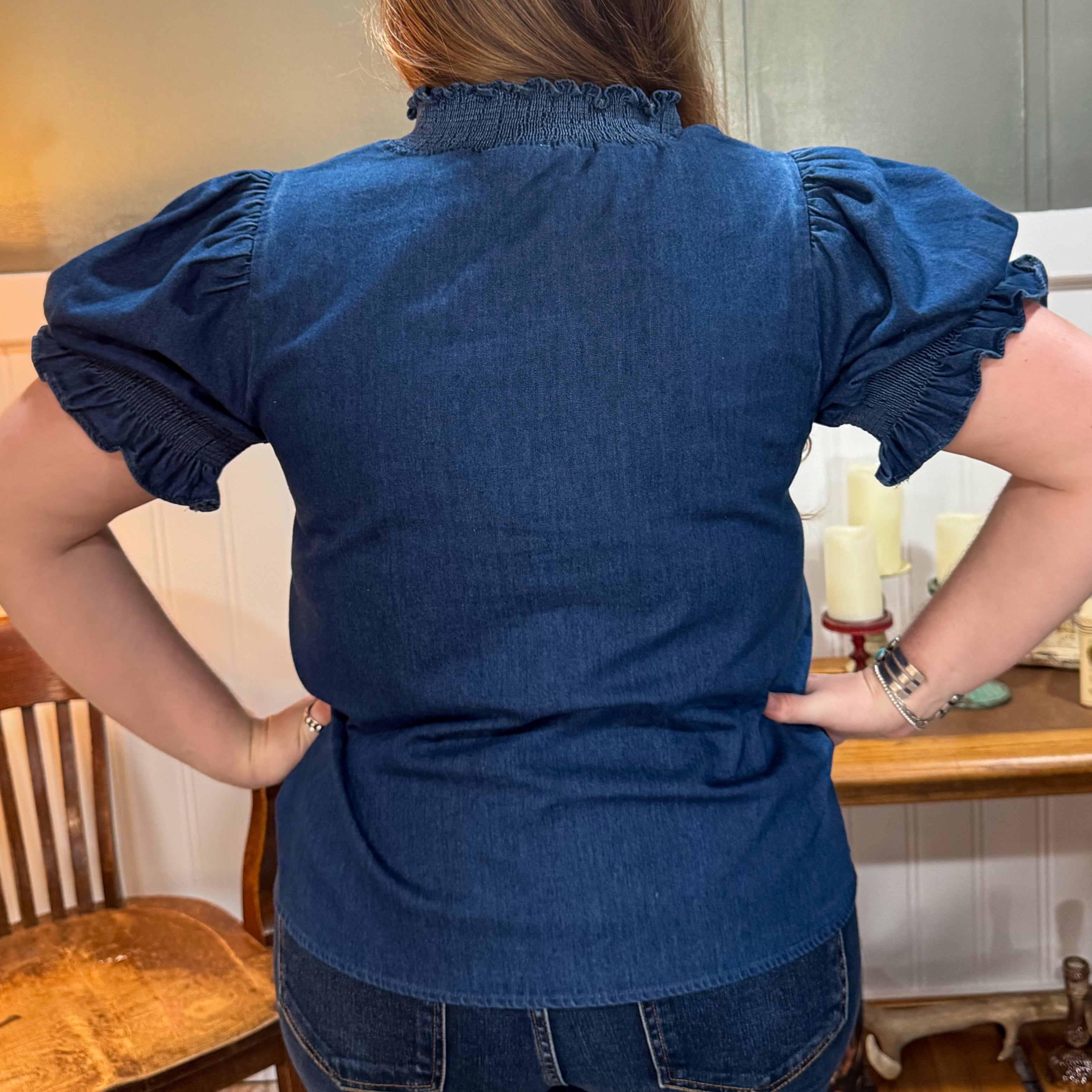 Contrast Denim Top