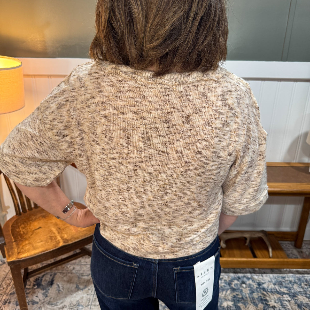 Marble Button Down Knit Top