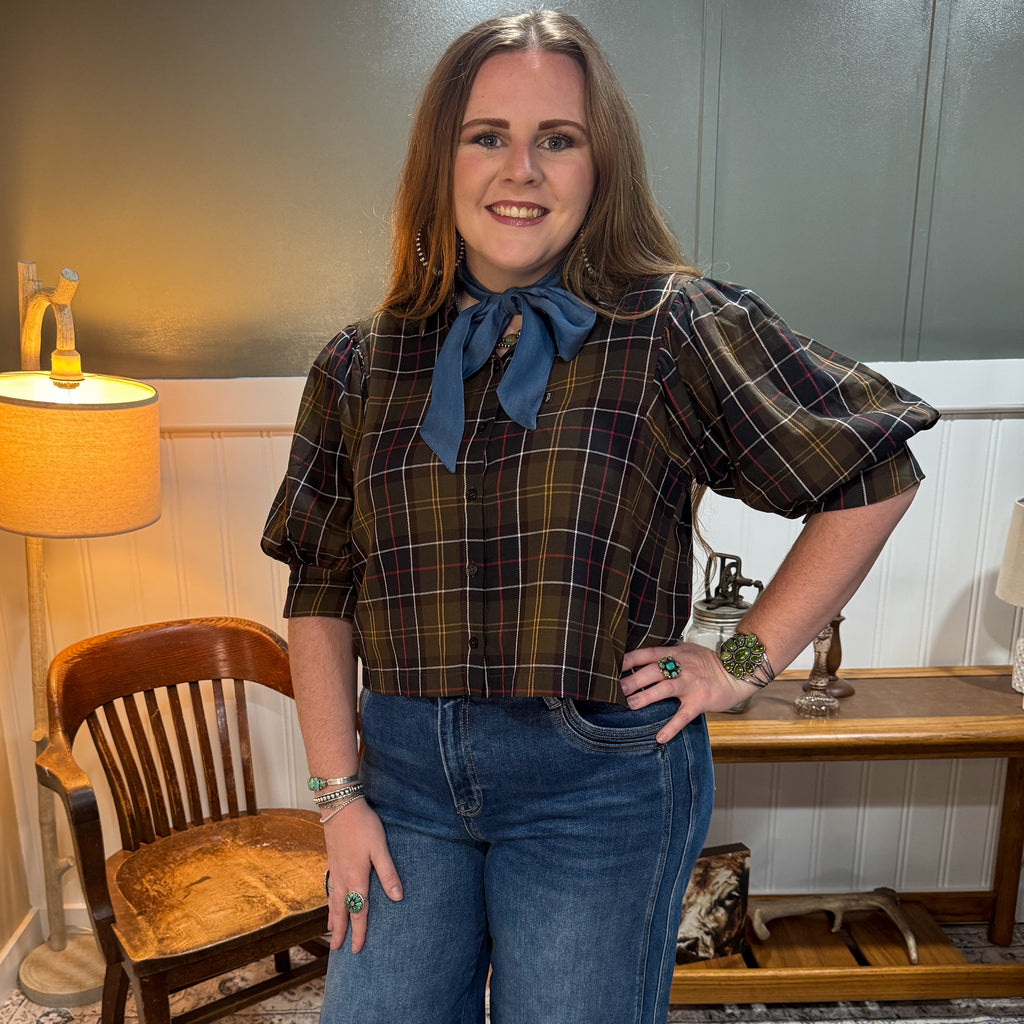 Plaid Collared Blouse