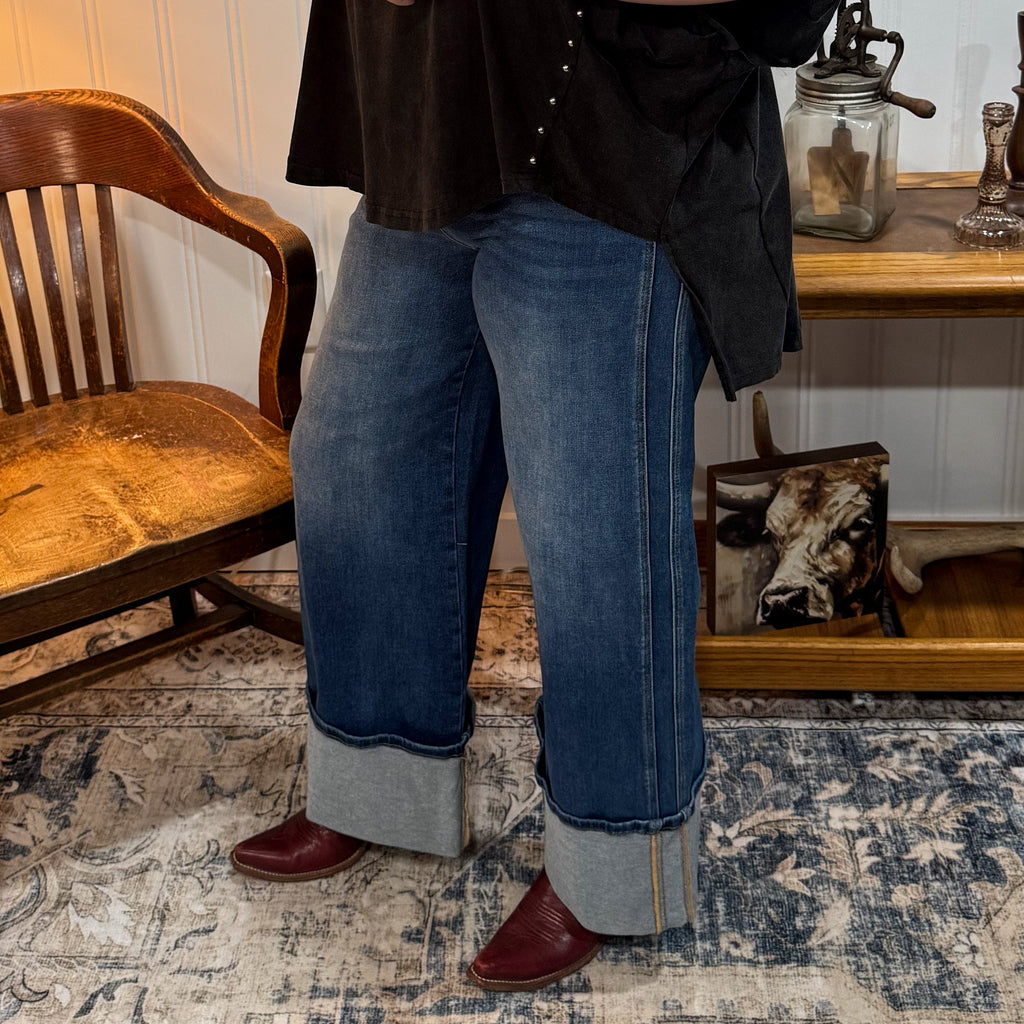 High Rise Double Seam Cuff Jean