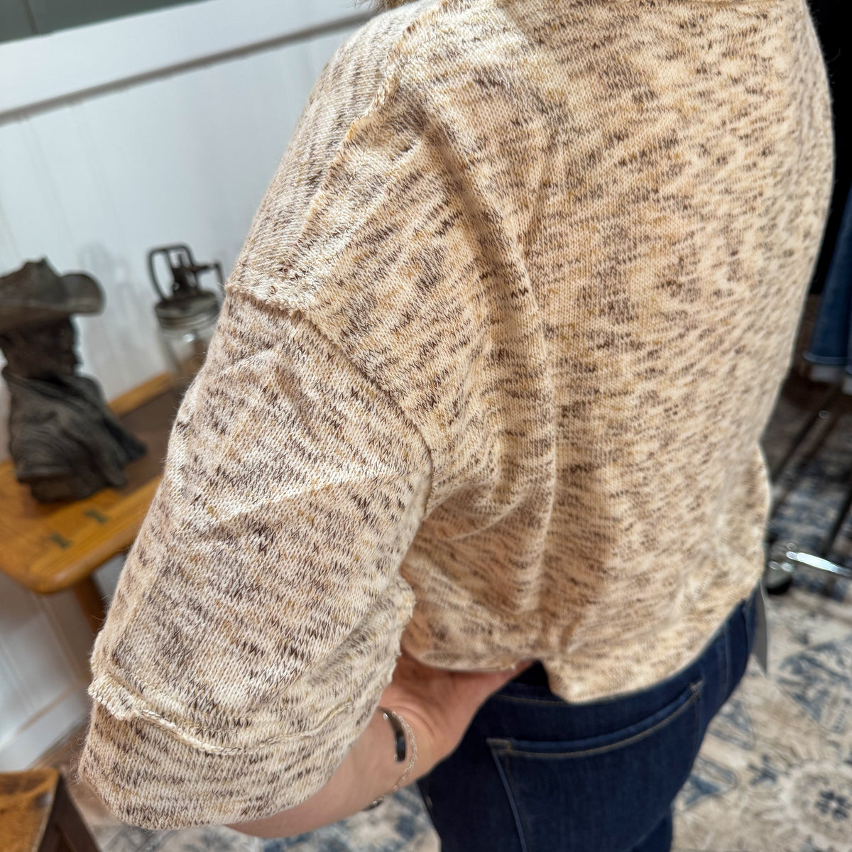 Marble Button Down Knit Top