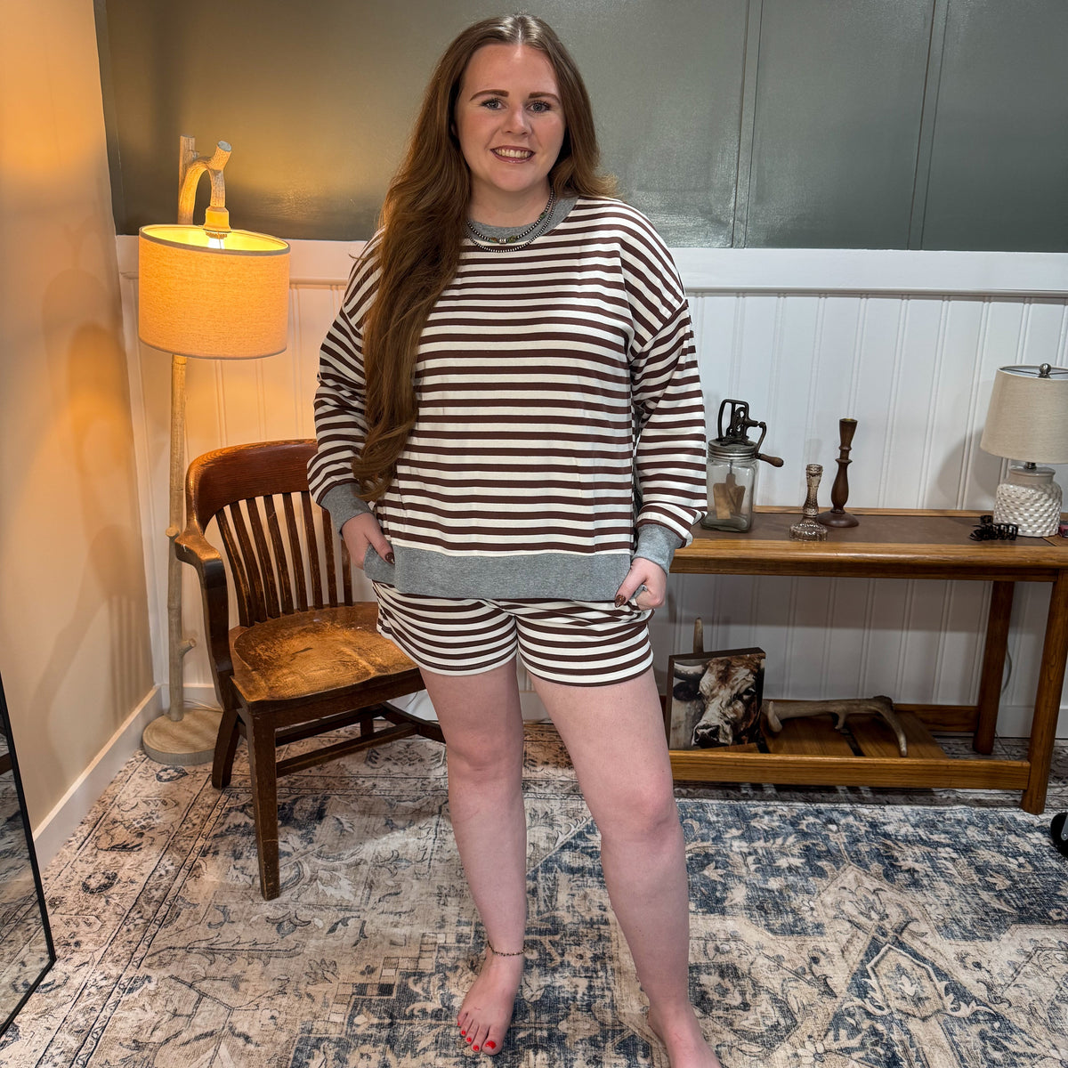 Stripe Contrast Sweatshirt