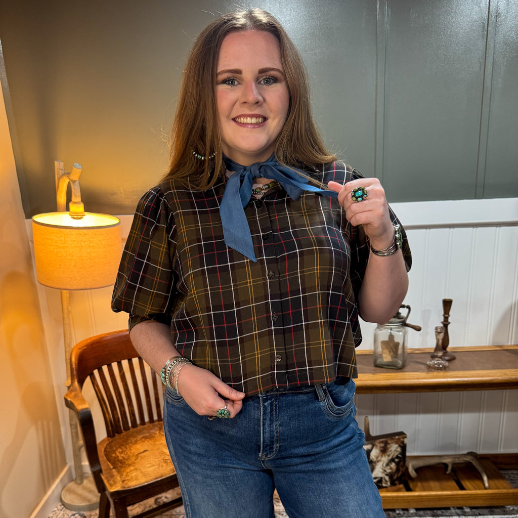 Plaid Collared Blouse