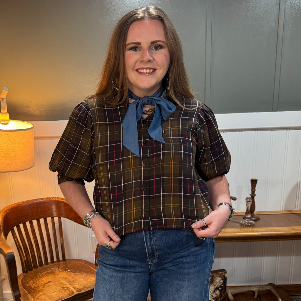 Plaid Collared Blouse