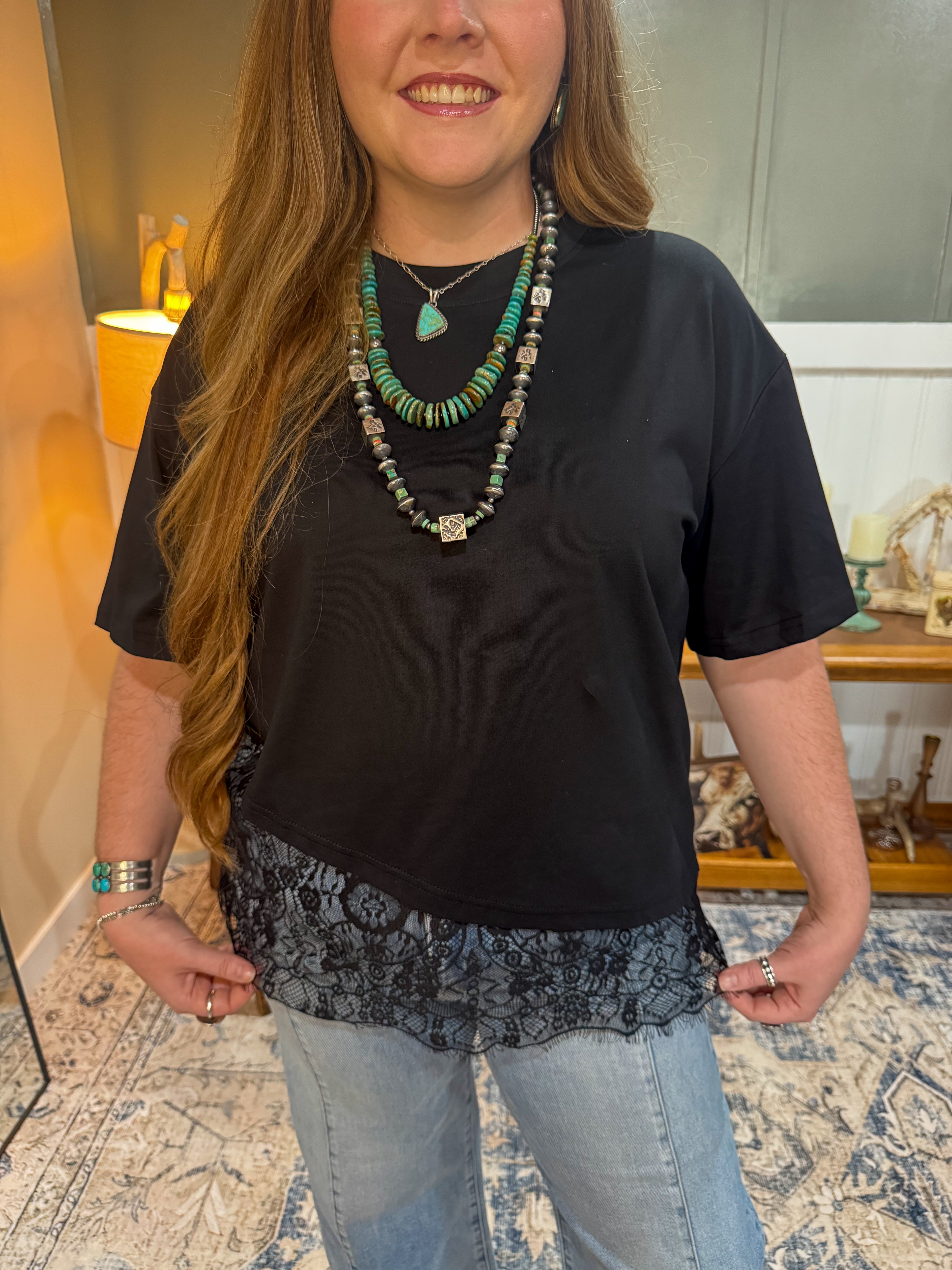 Lace Asymmetrical Top