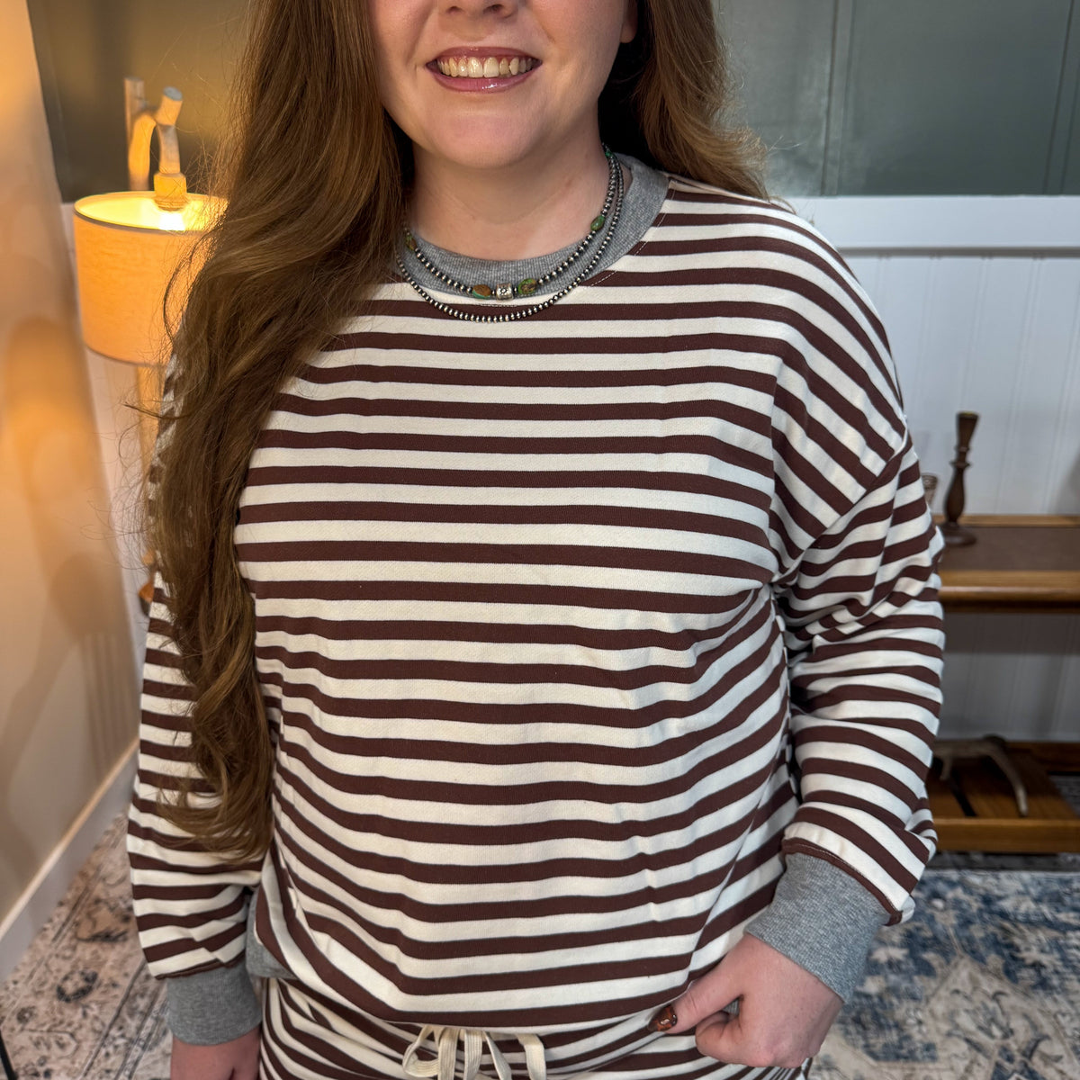 Stripe Contrast Sweatshirt