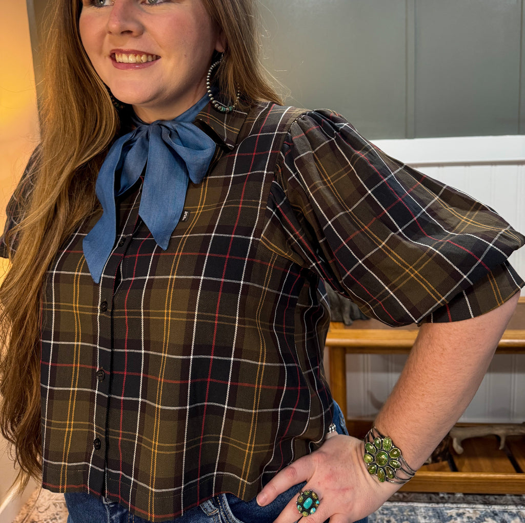 Plaid Collared Blouse