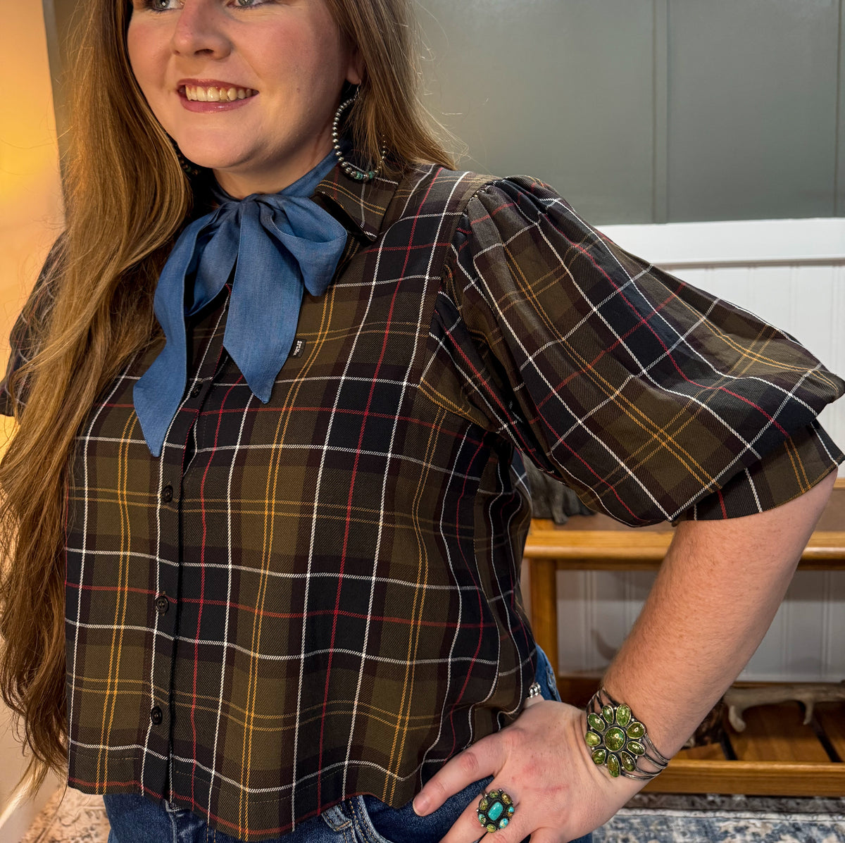 Plaid Collared Blouse