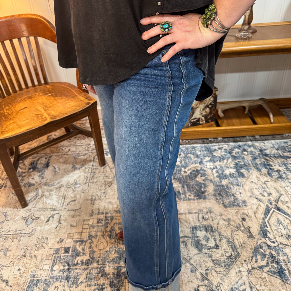 High Rise Double Seam Cuff Jean