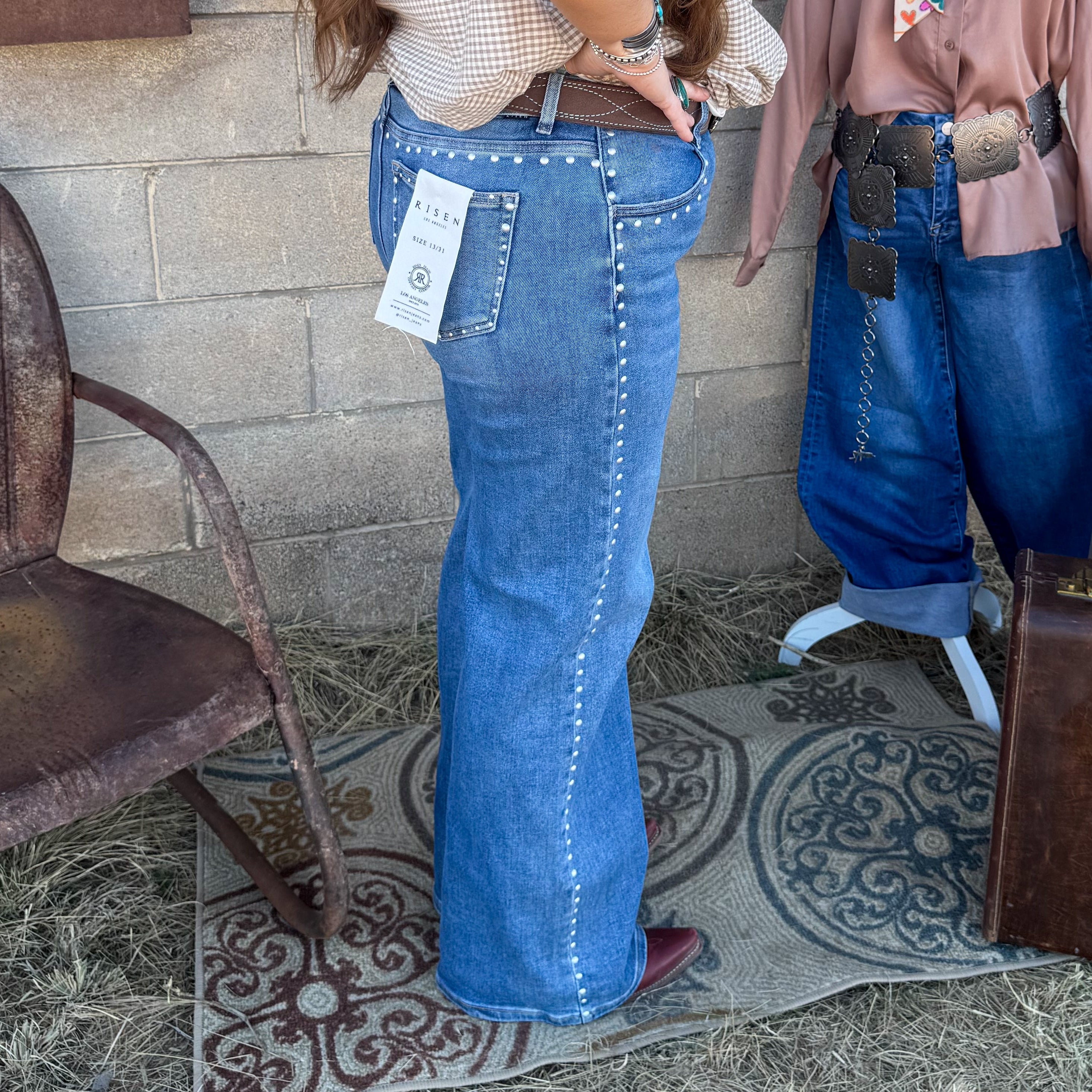 High Rise Studded Jean