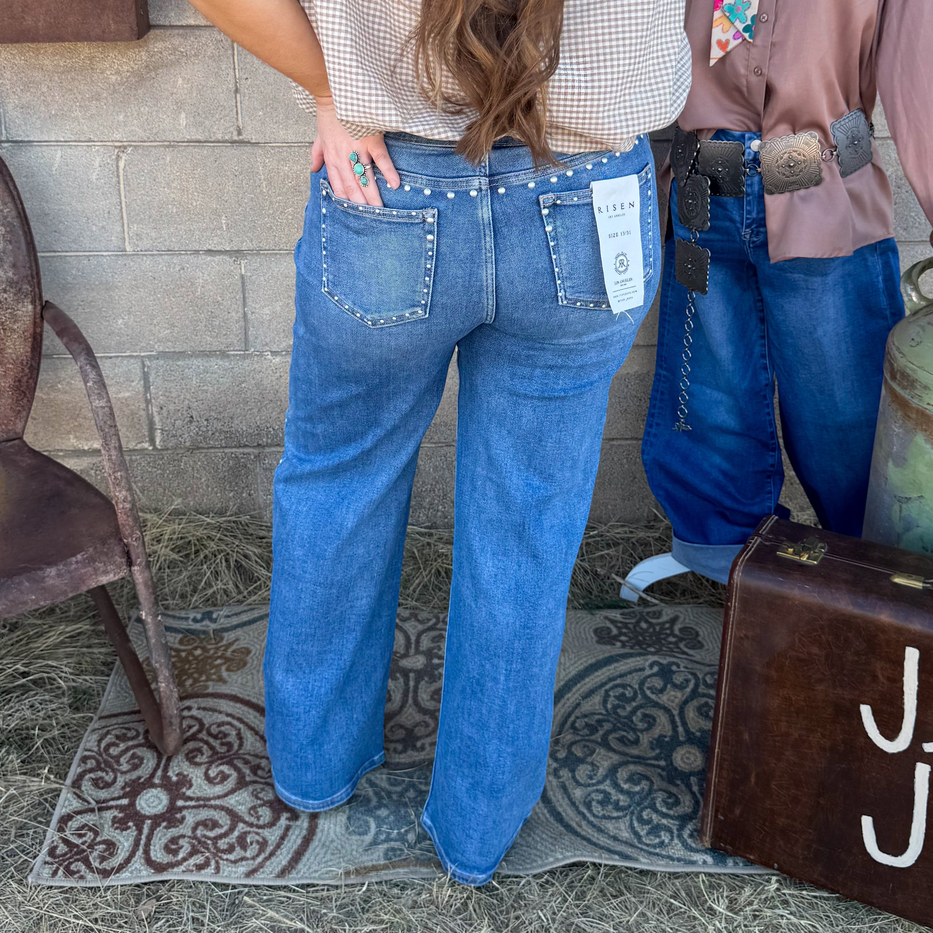 High Rise Studded Jean