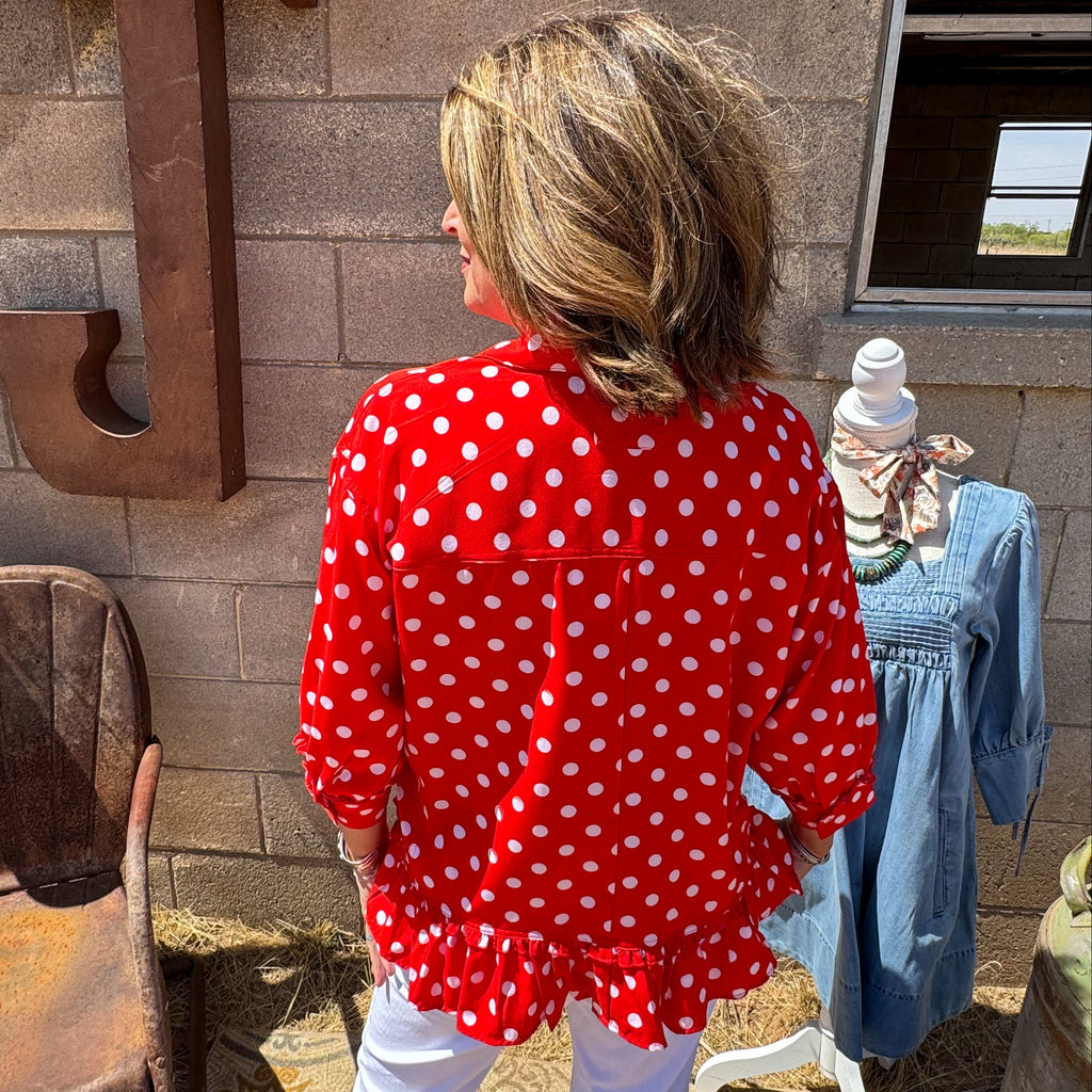 Polka Dot Peplum Top
