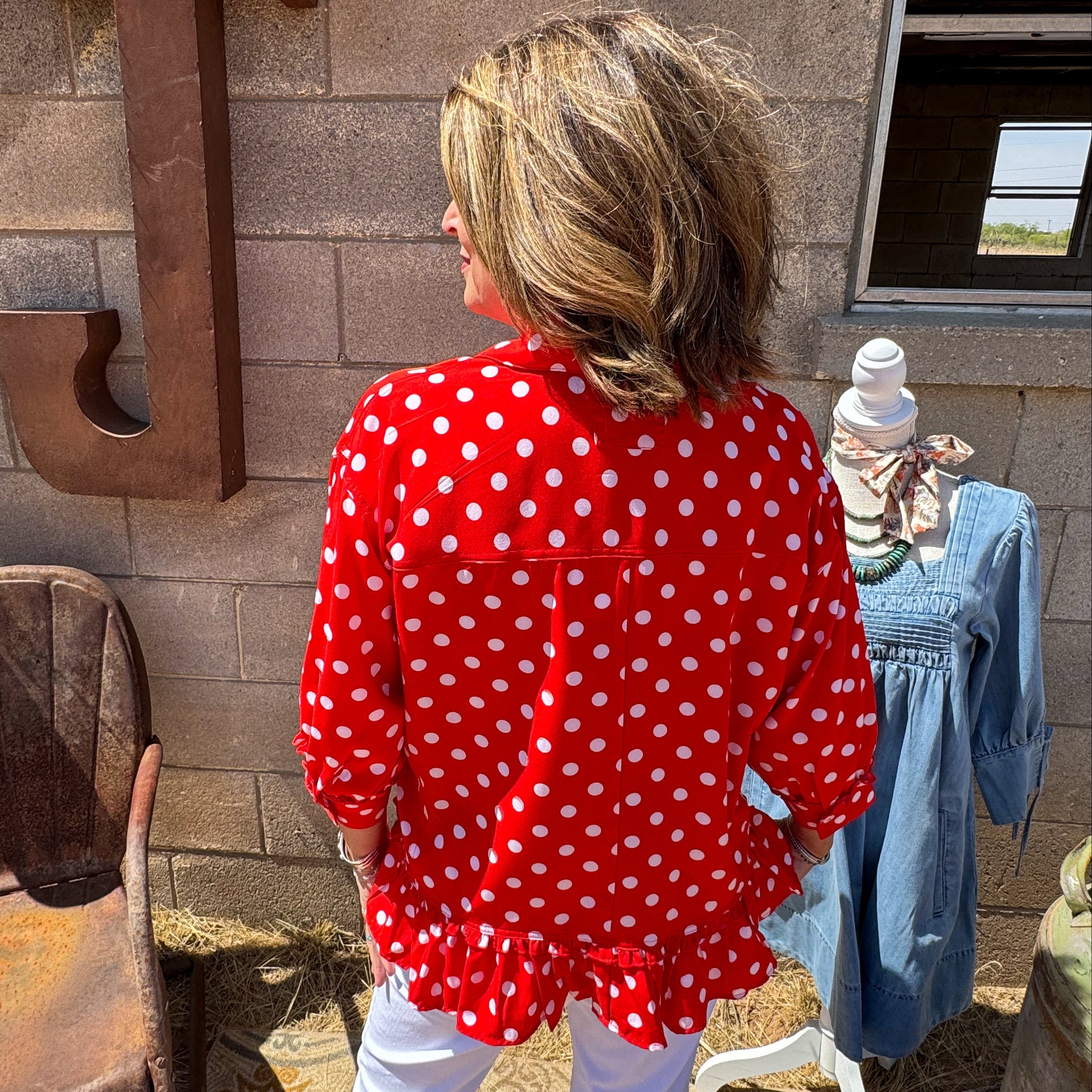 Polka Dot Peplum Top