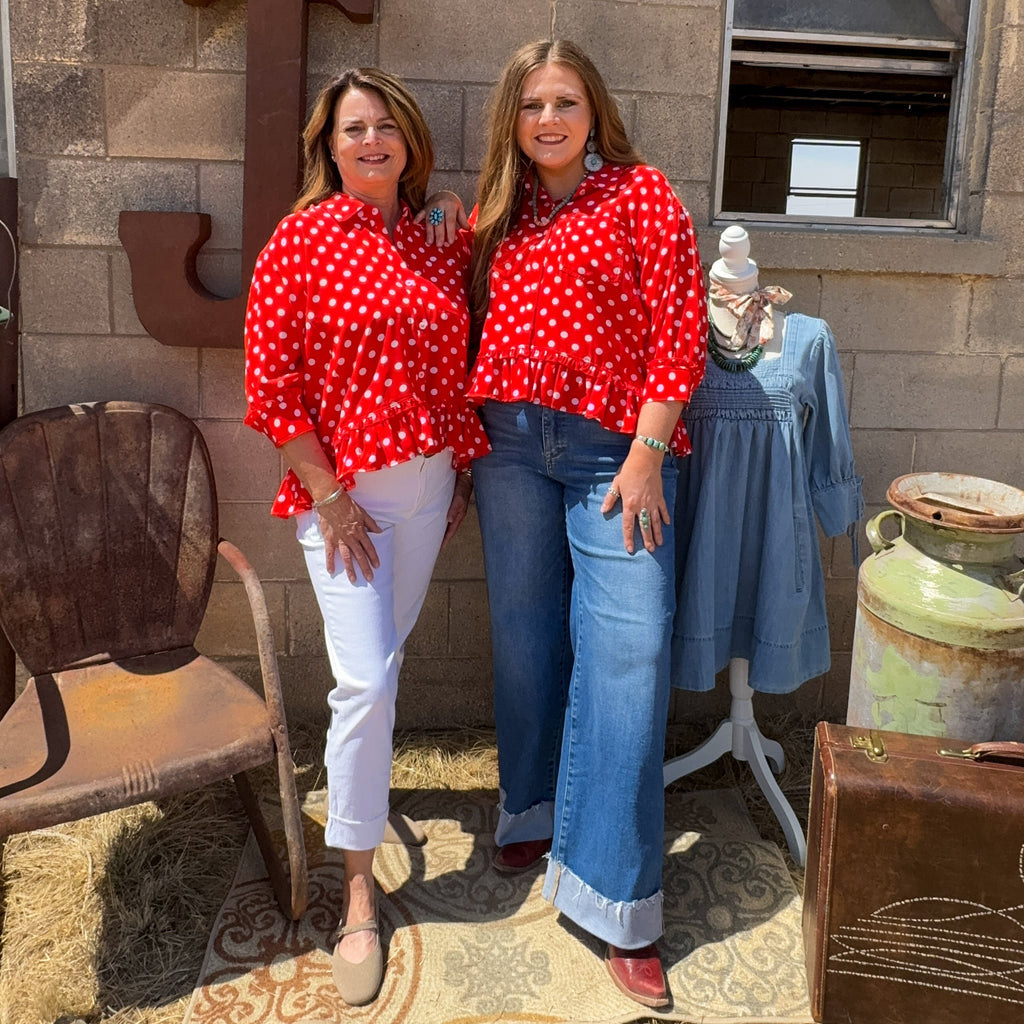 Polka Dot Peplum Top