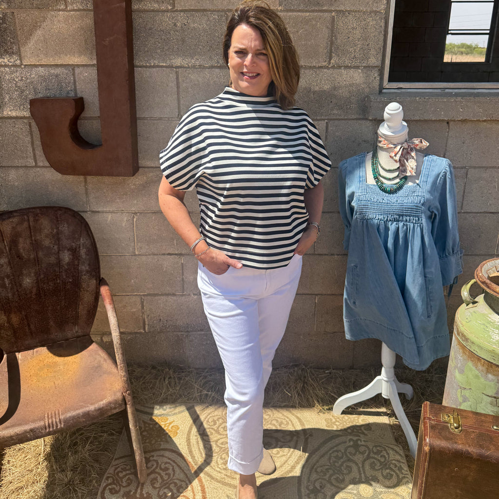 Striped High Neck Top