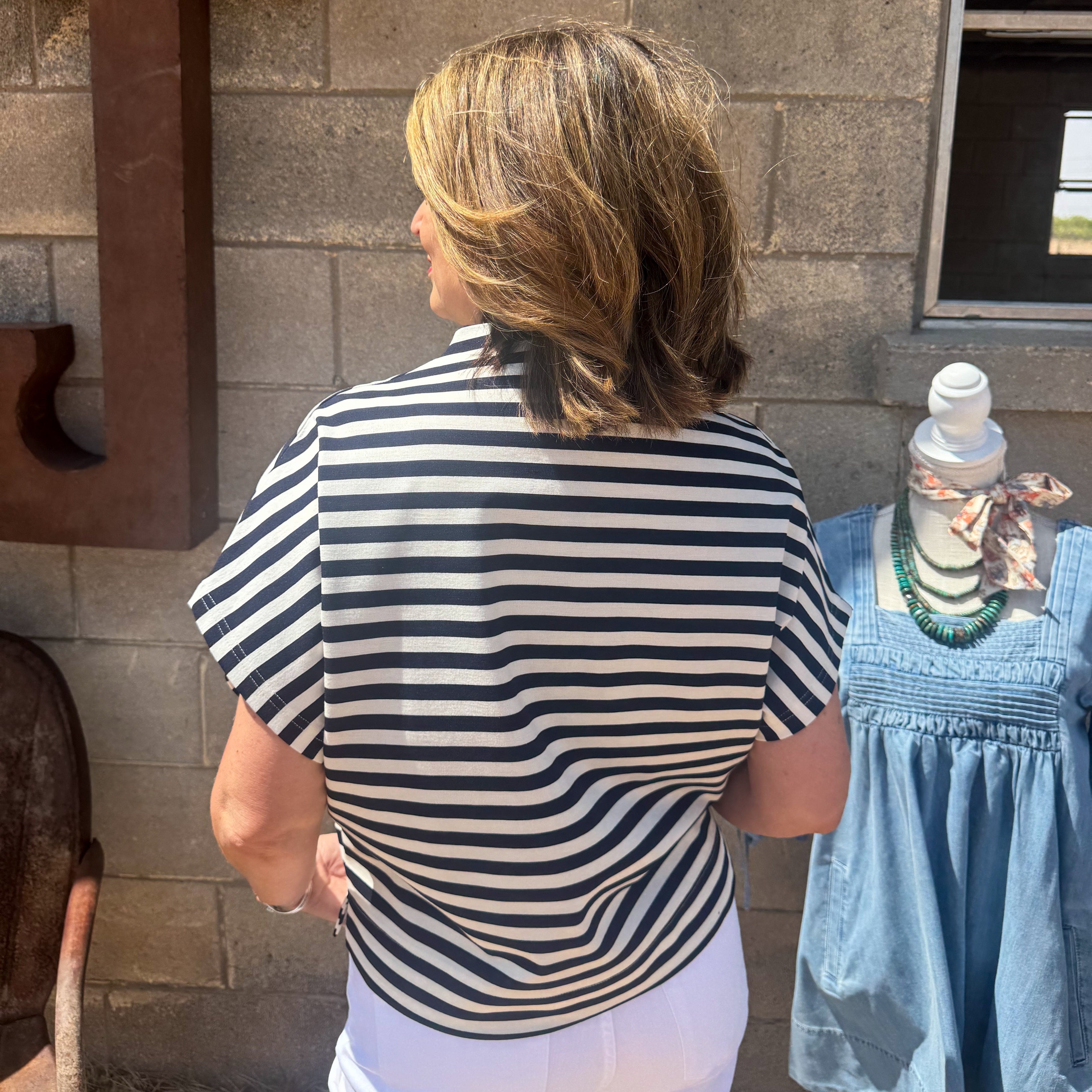 Striped High Neck Top