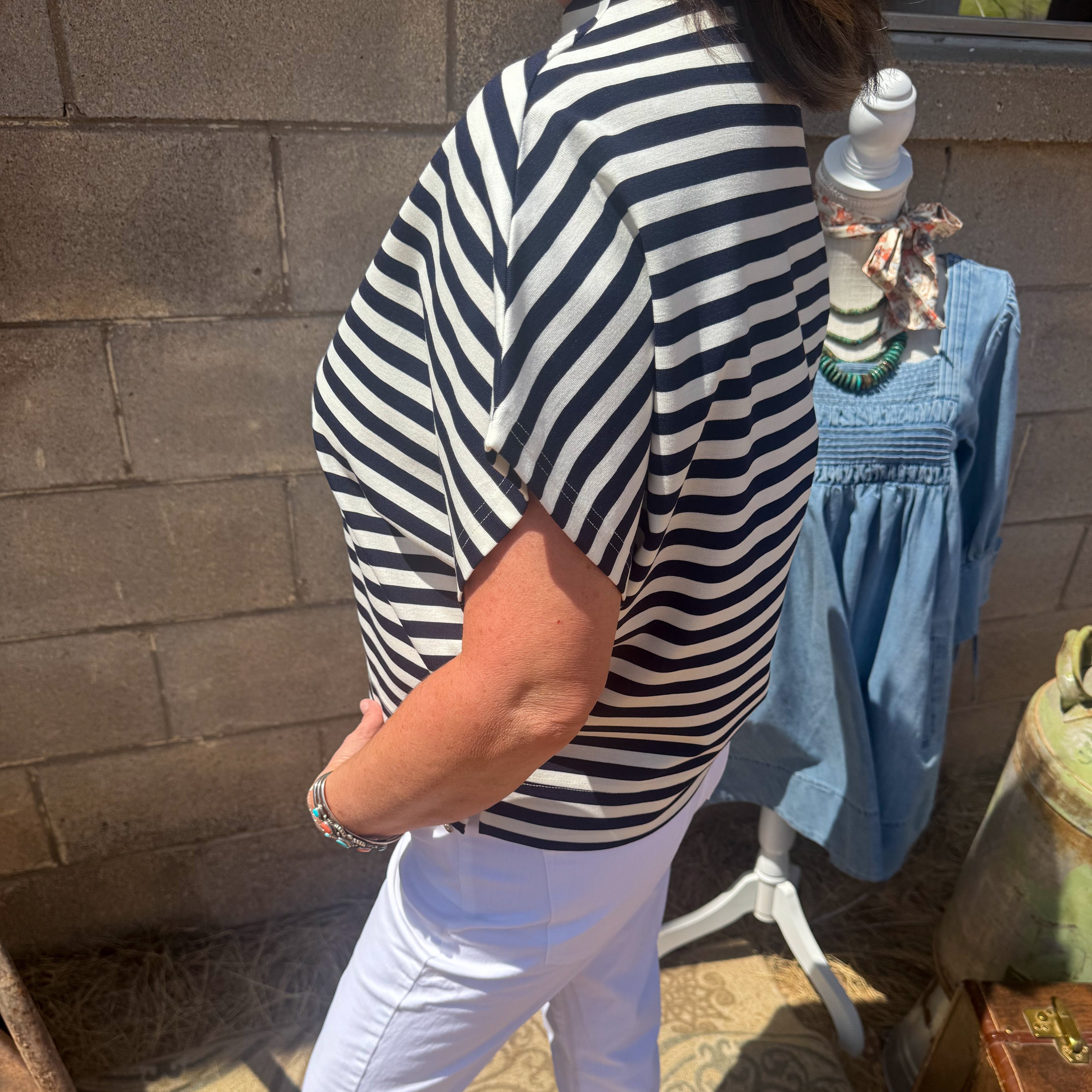 Striped High Neck Top