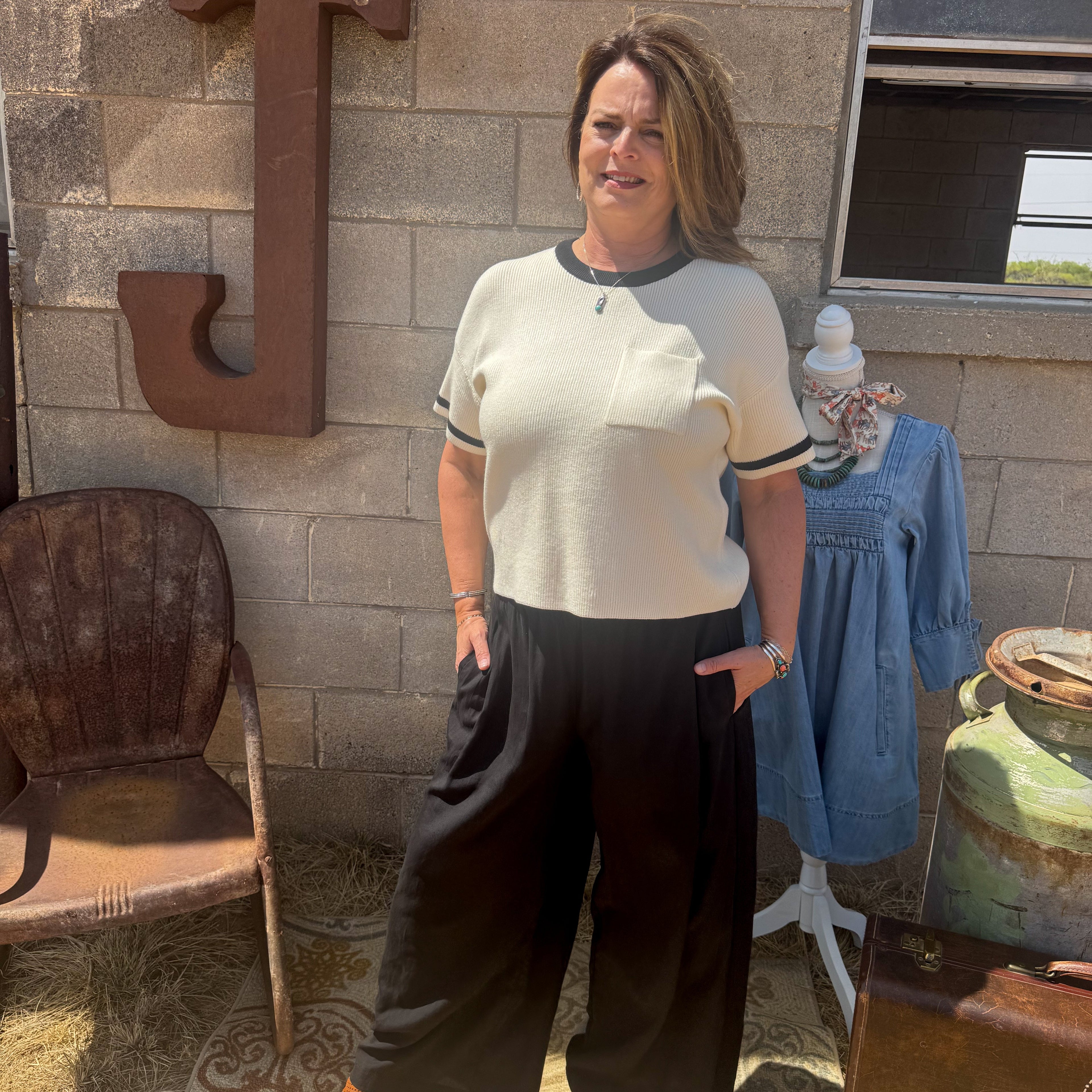 Pocket Knit Short Sleeve Top