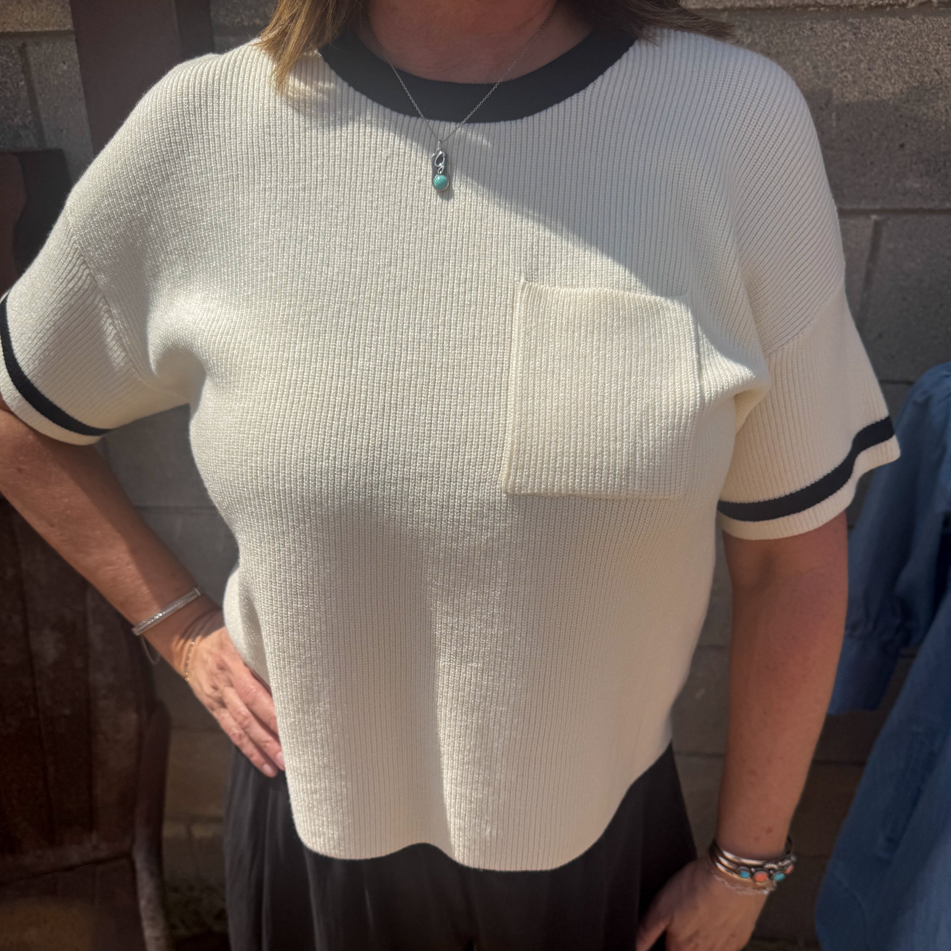 Pocket Knit Short Sleeve Top