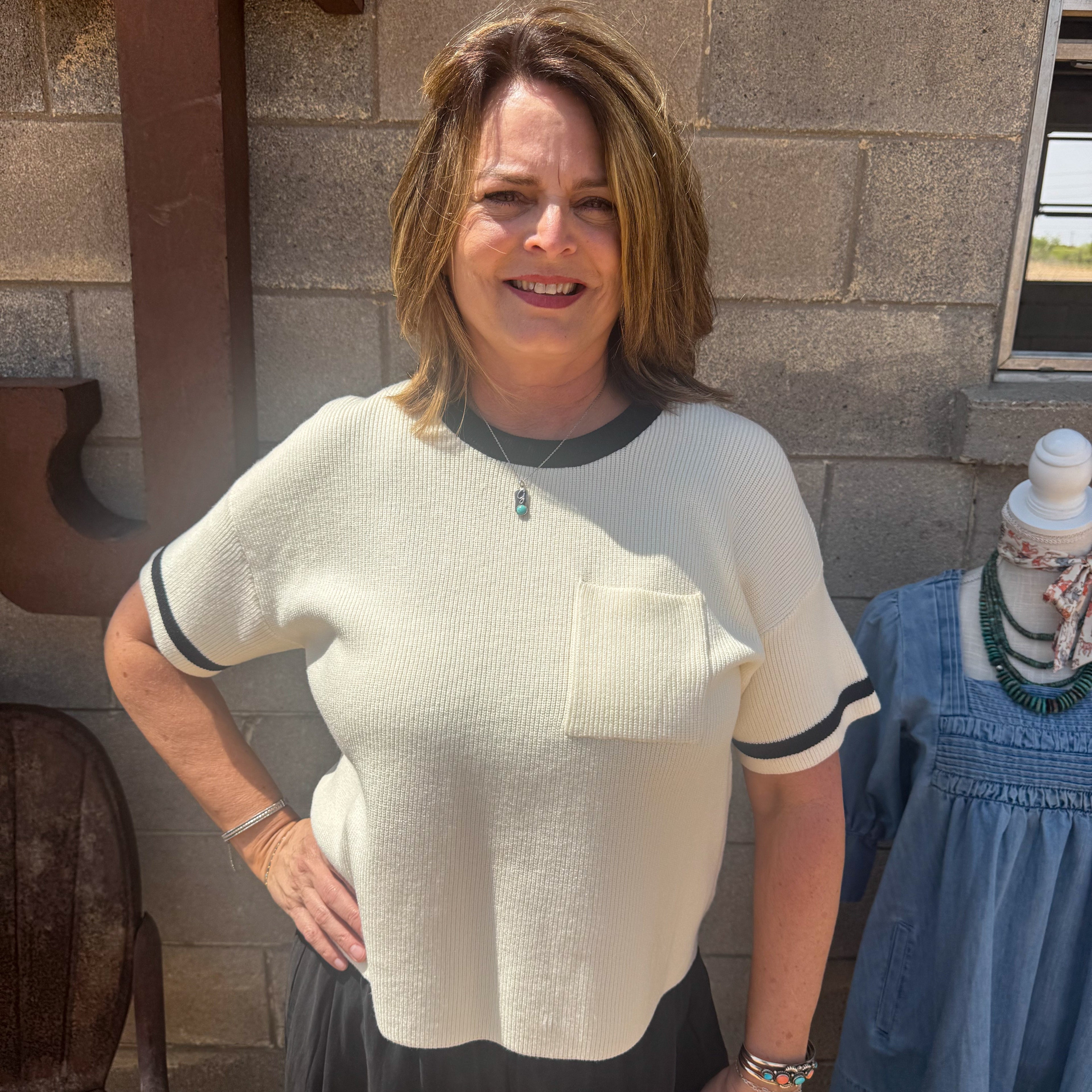 Pocket Knit Short Sleeve Top
