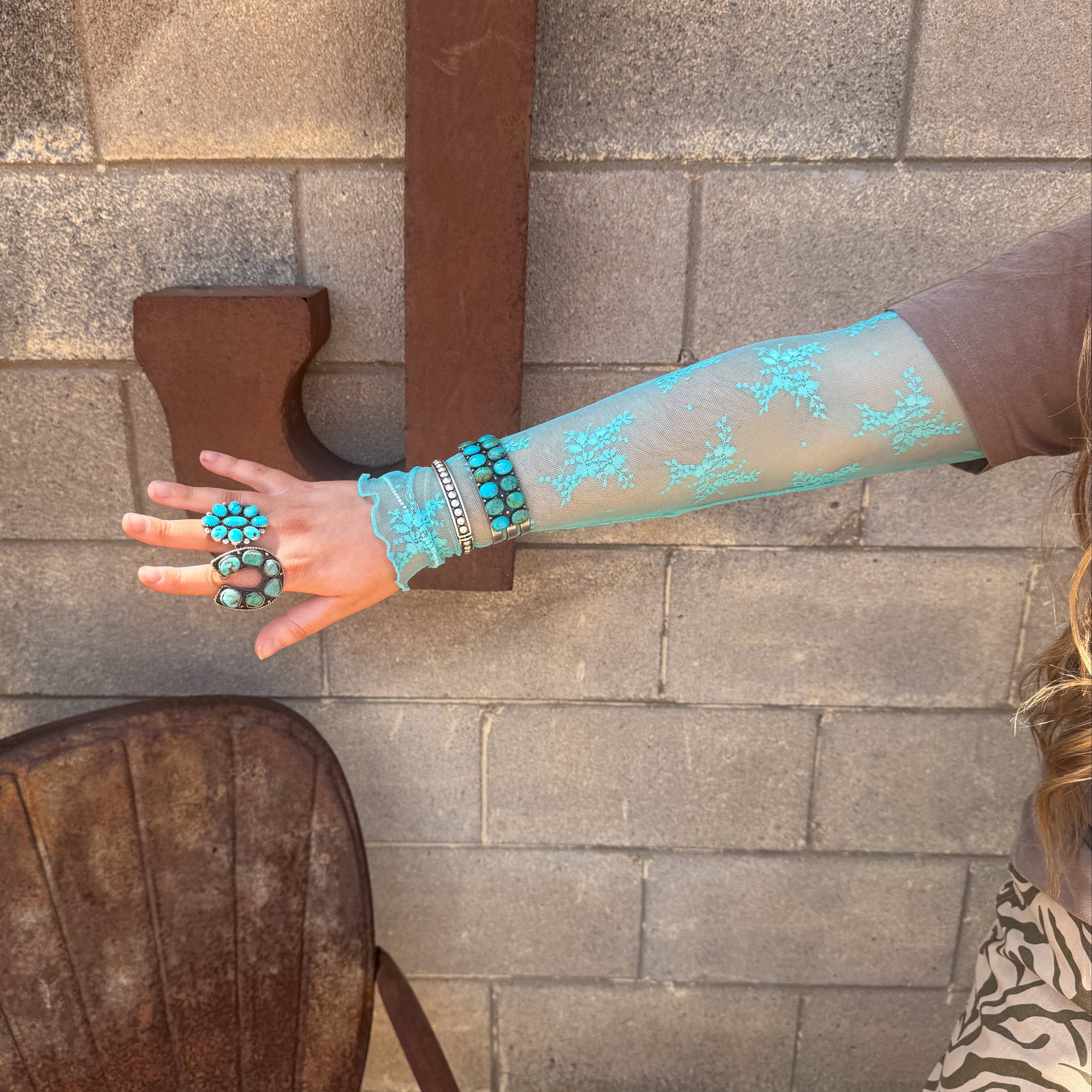 Aqua Lace Long Sleeve Top