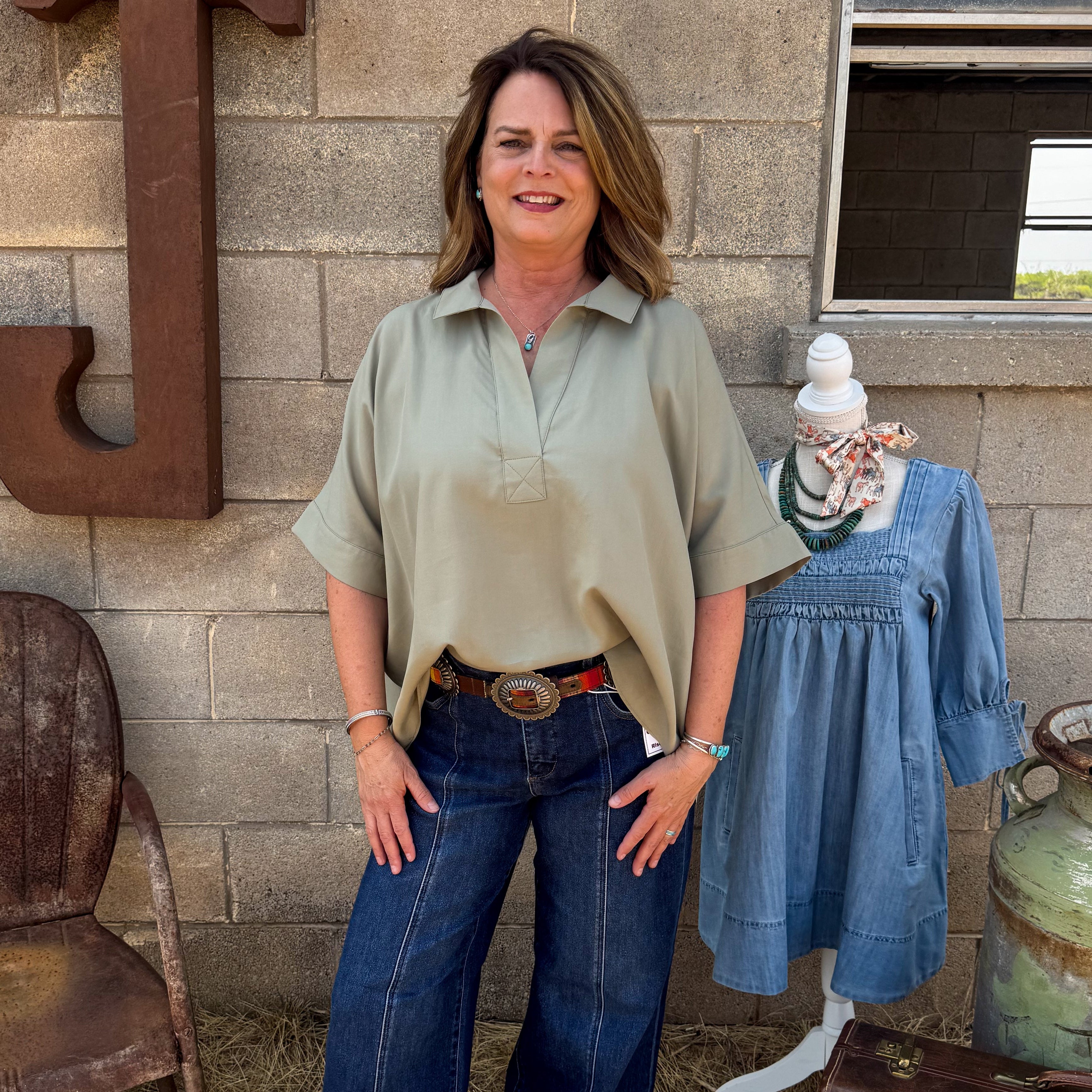 V-Neck Short Sleeve Blouse