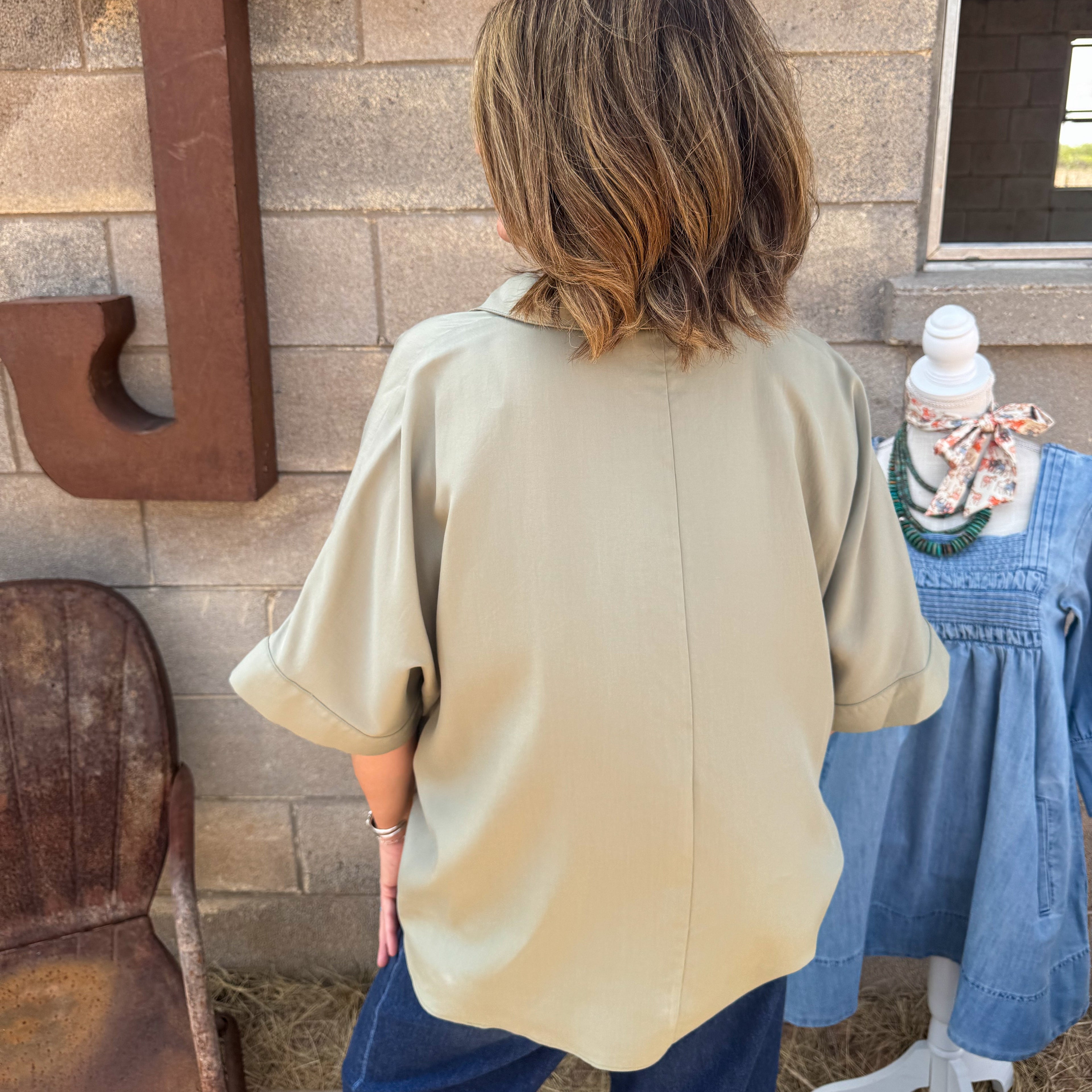 V-Neck Short Sleeve Blouse