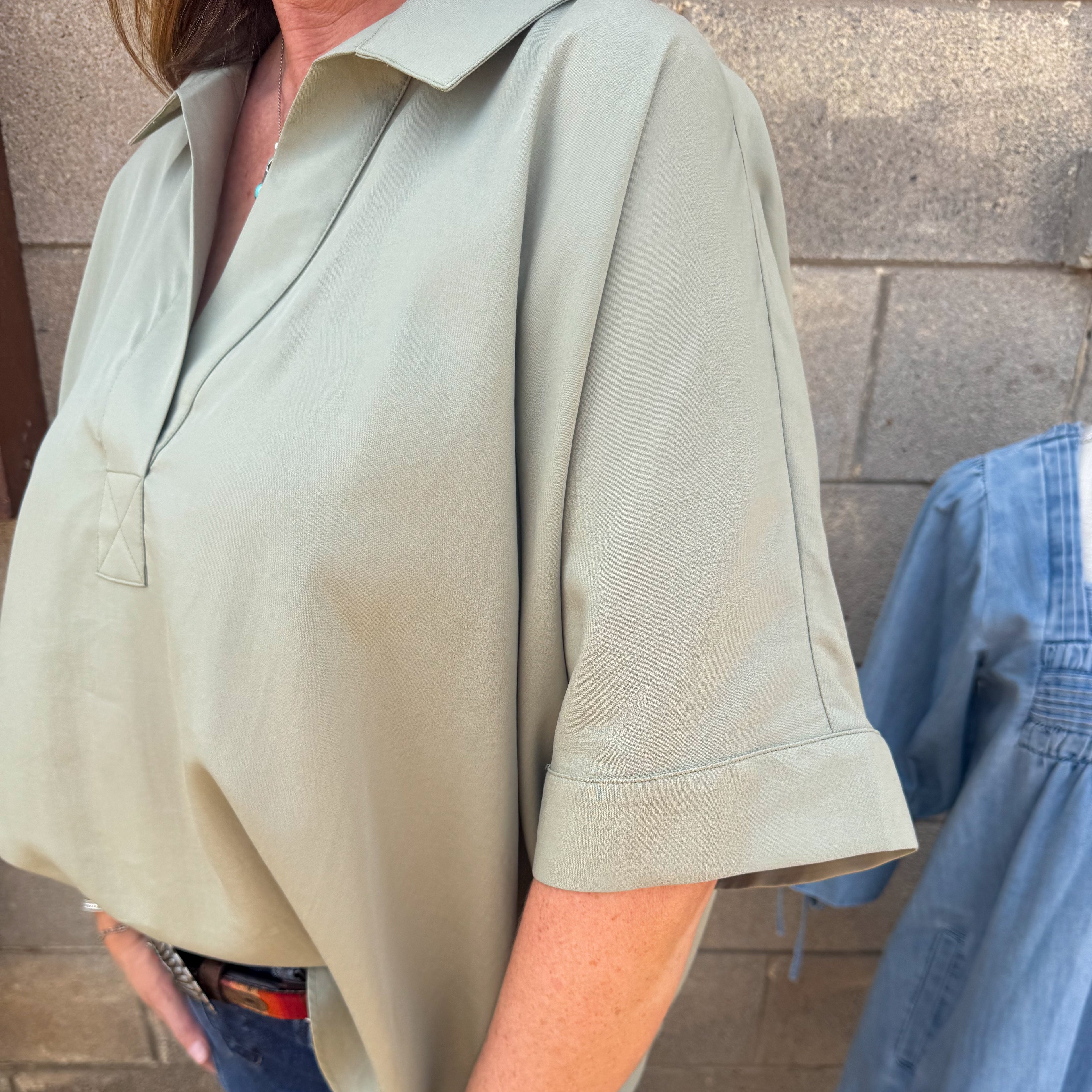 V-Neck Short Sleeve Blouse