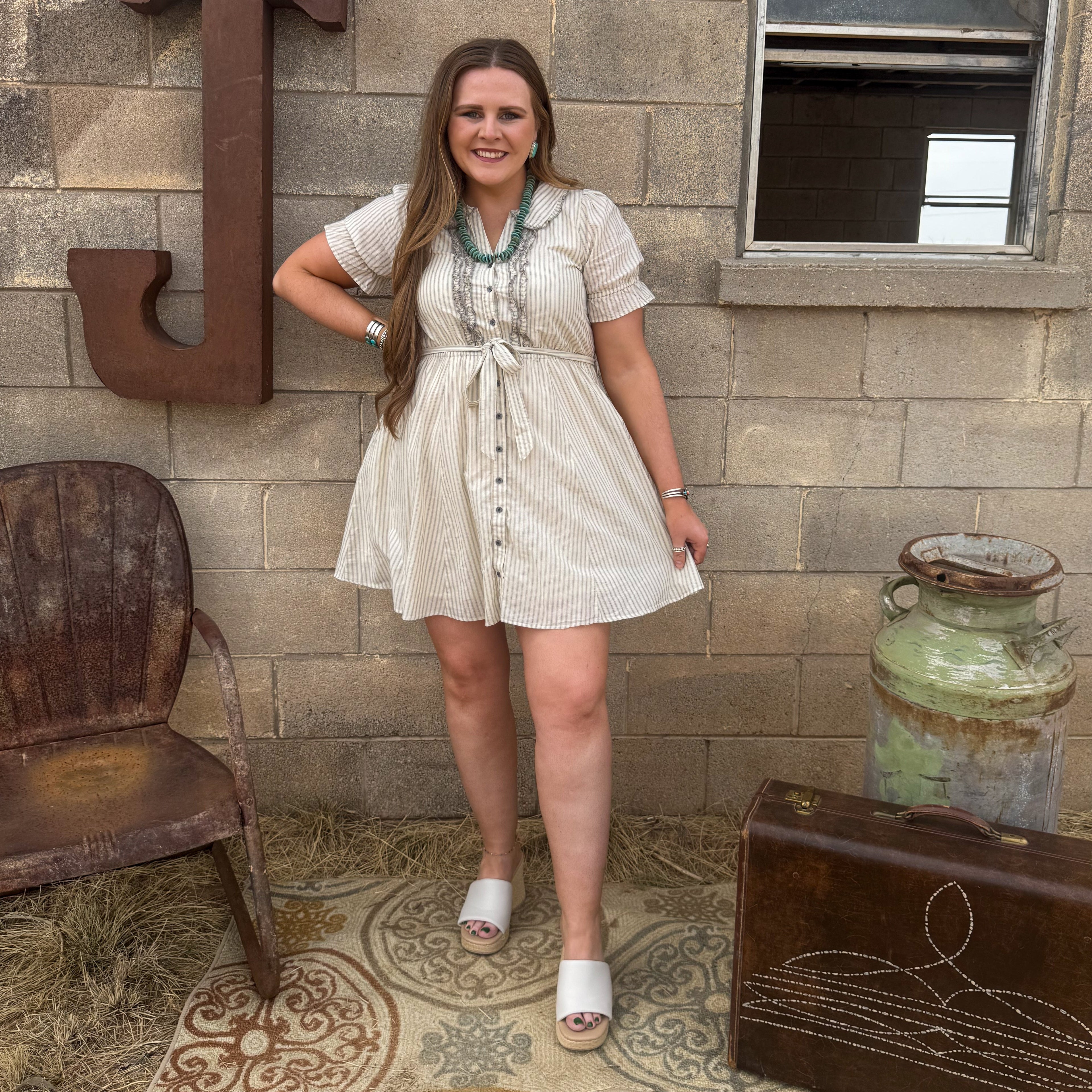 Striped Ruffled Mini Dress