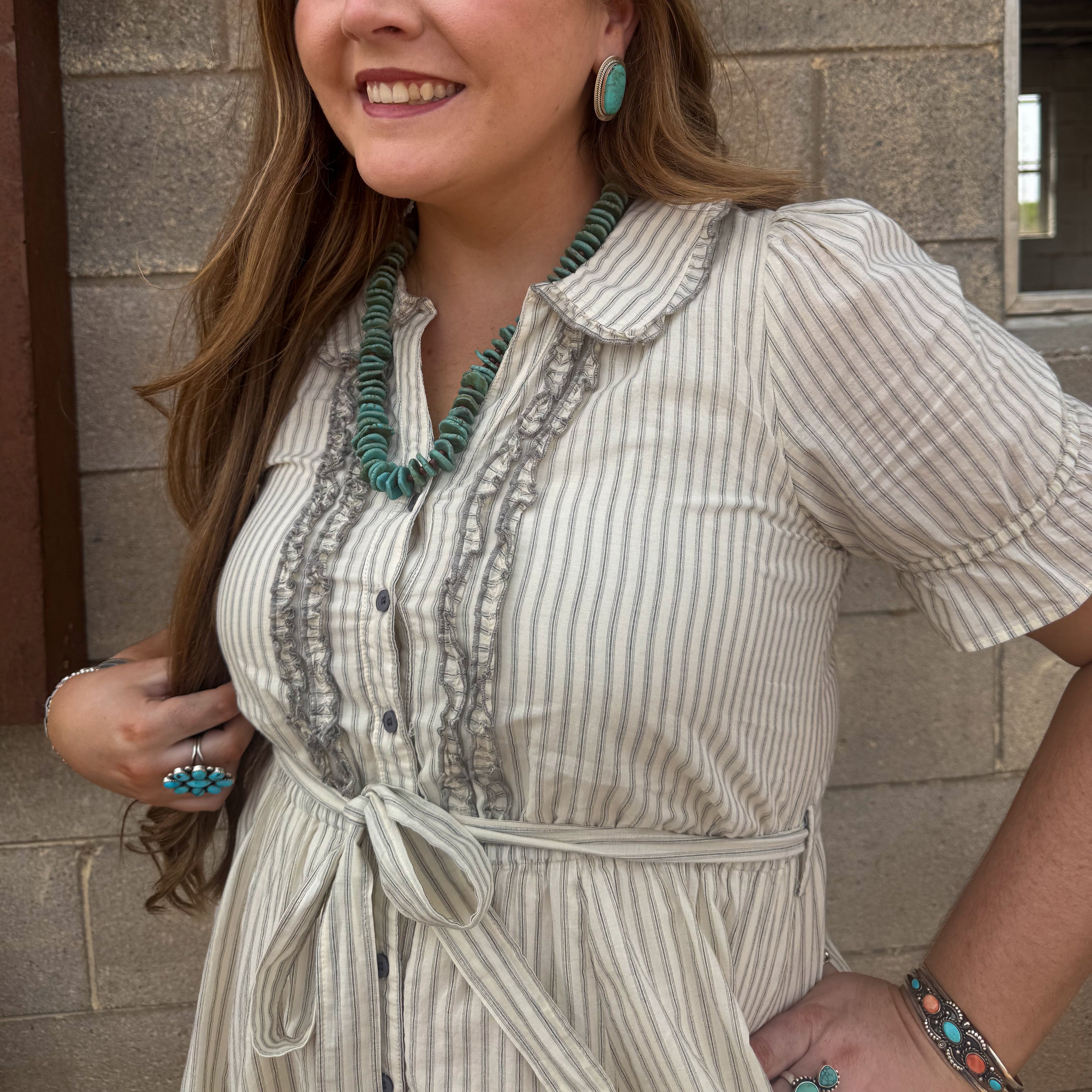 Striped Ruffled Mini Dress