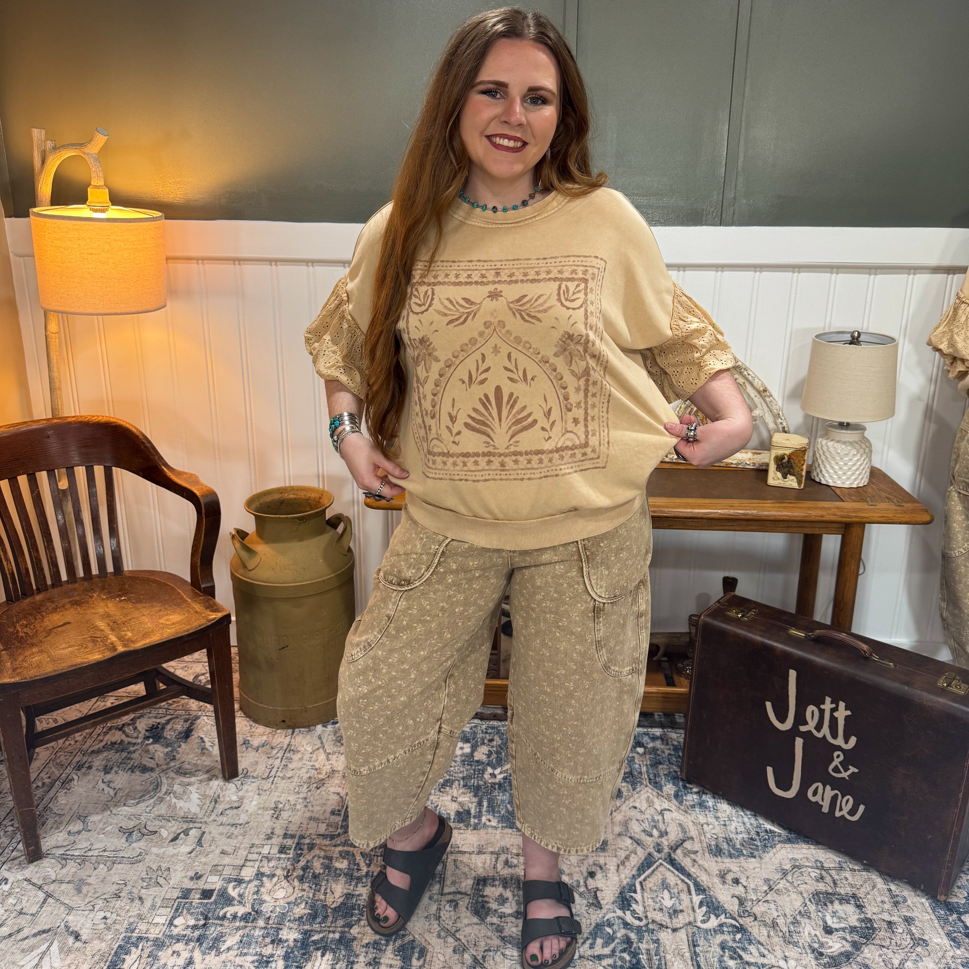 Lace Bubble Sleeve Top