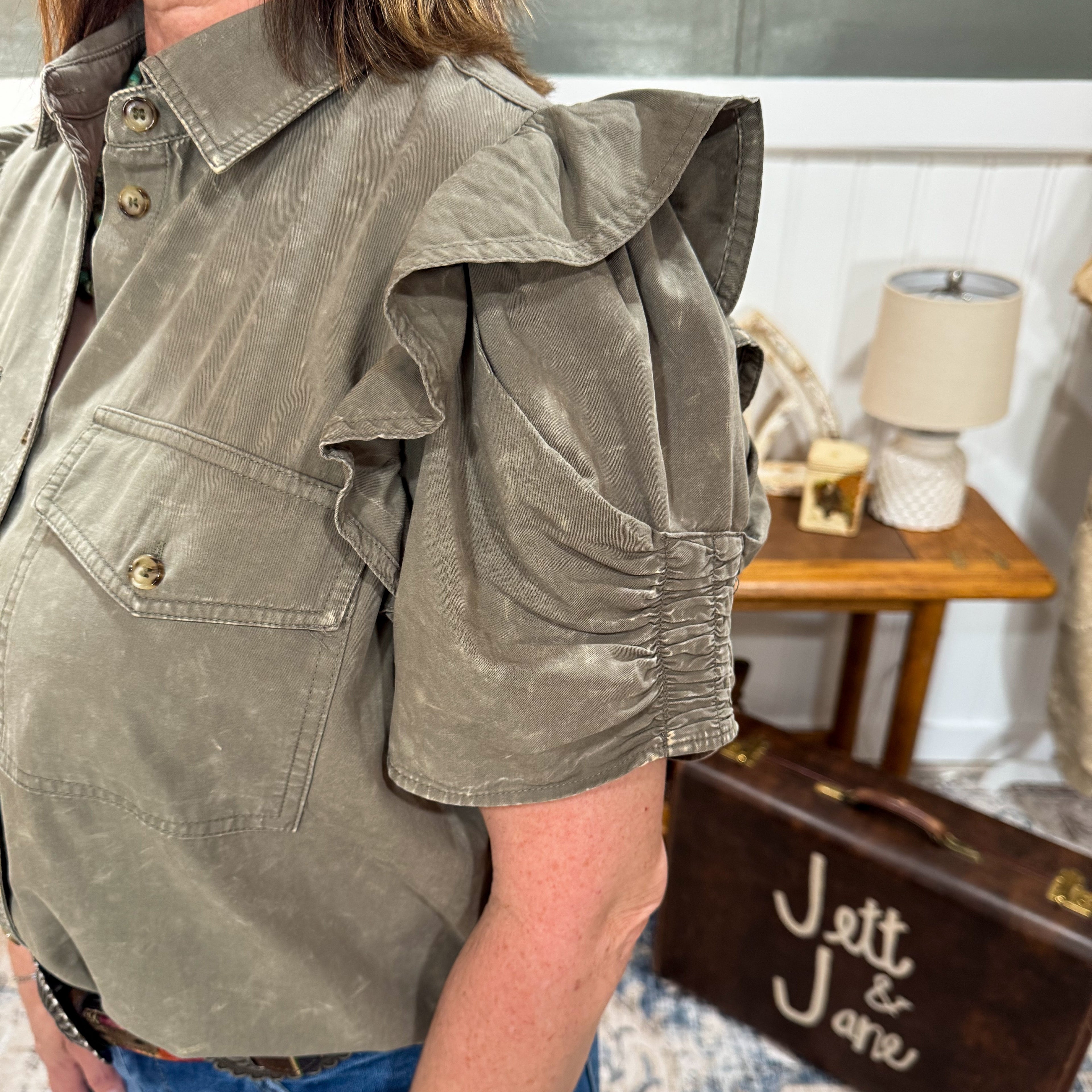 Ruched Short Sleeve Blouse