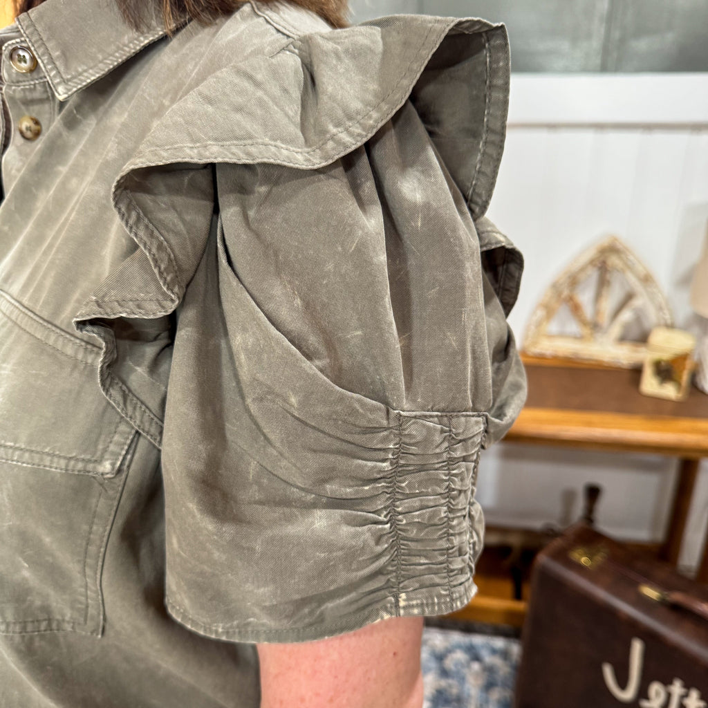 Ruched Short Sleeve Blouse