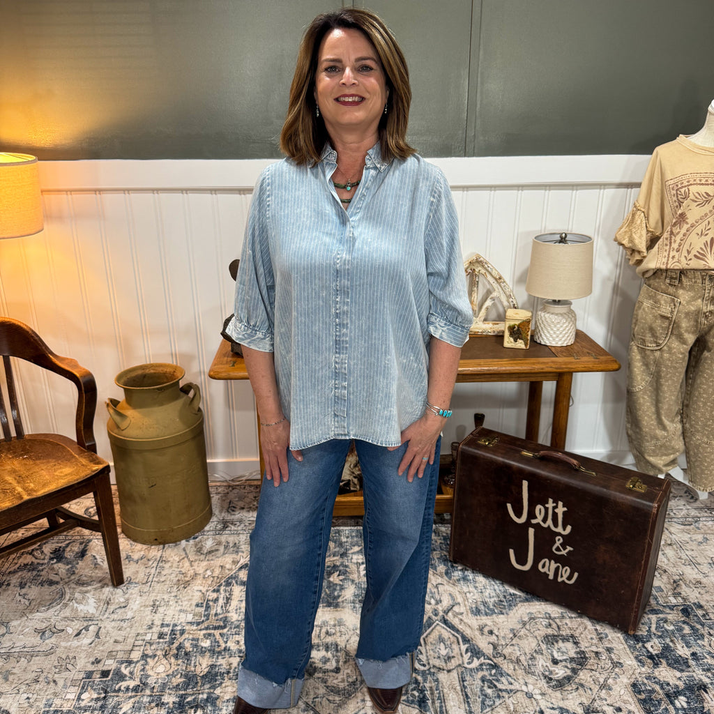 Chambray Striped Blouse