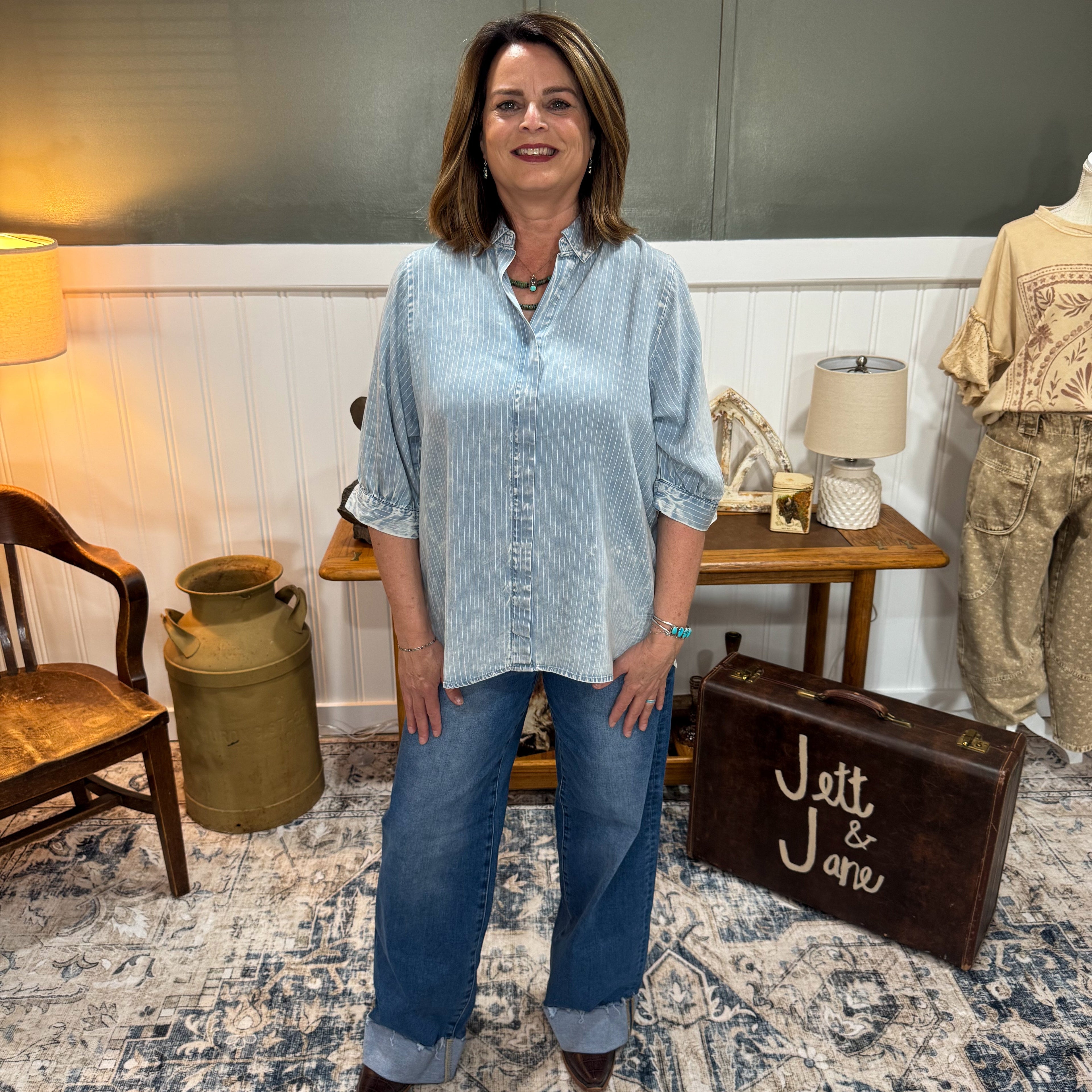 Chambray Striped Blouse