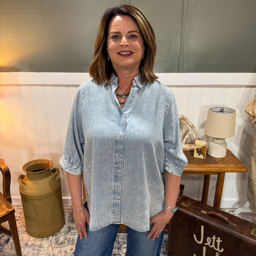 Chambray Striped Blouse