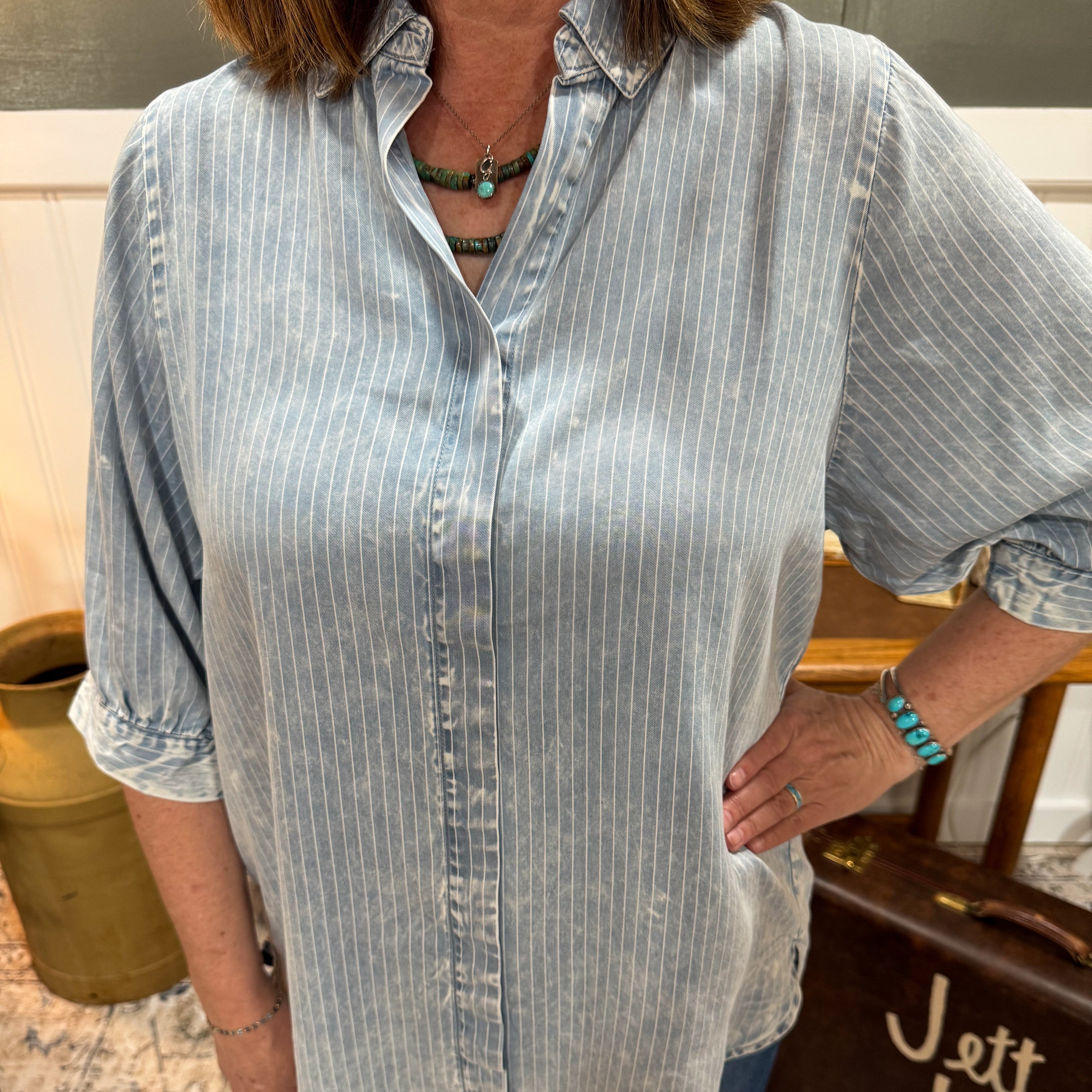 Chambray Striped Blouse