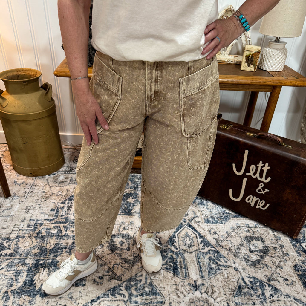 Floral Mineral Washed Barrel Pant
