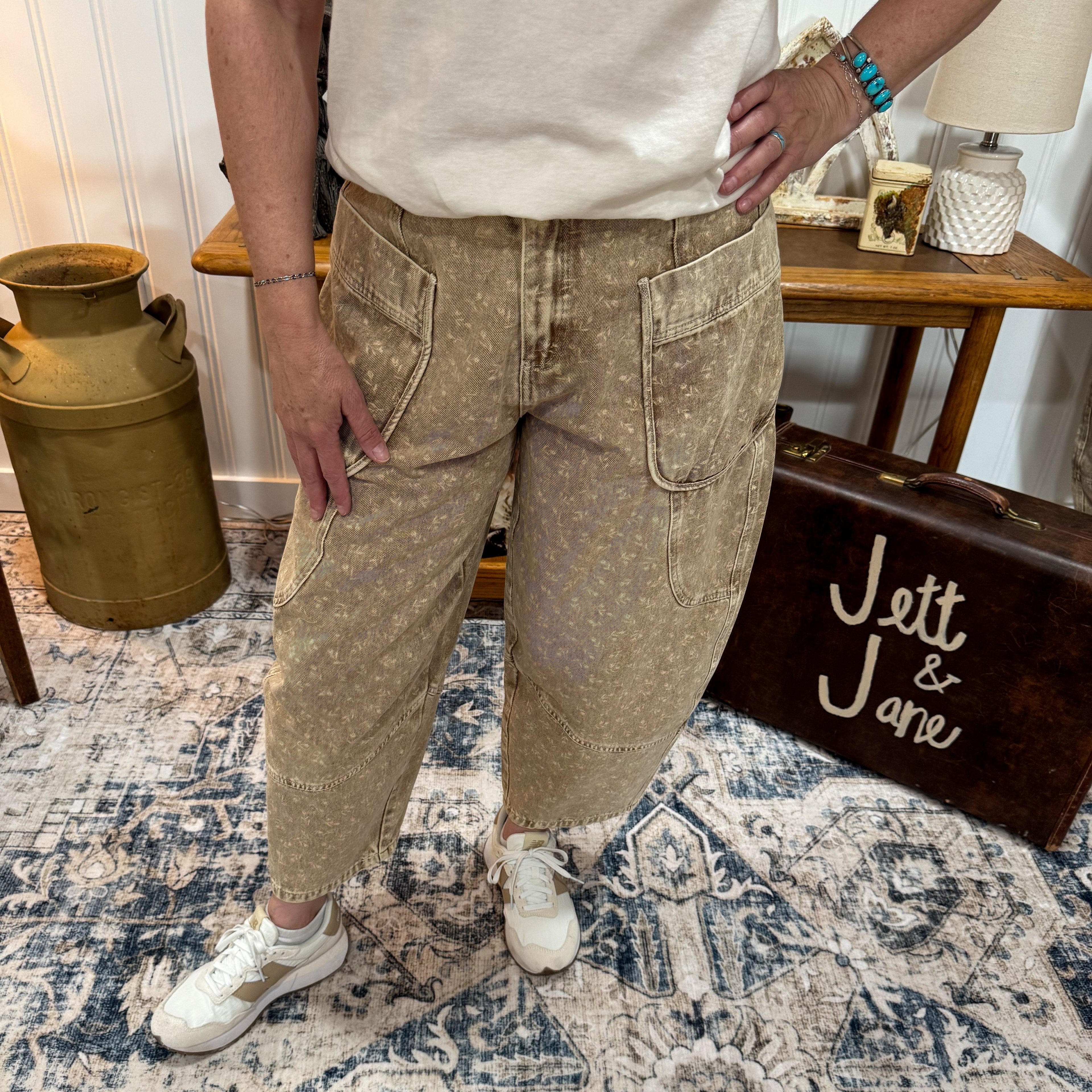 Floral Mineral Washed Barrel Pant