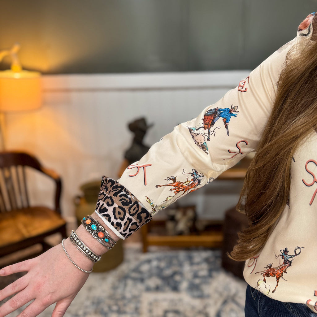 Western Print Pearl Snap