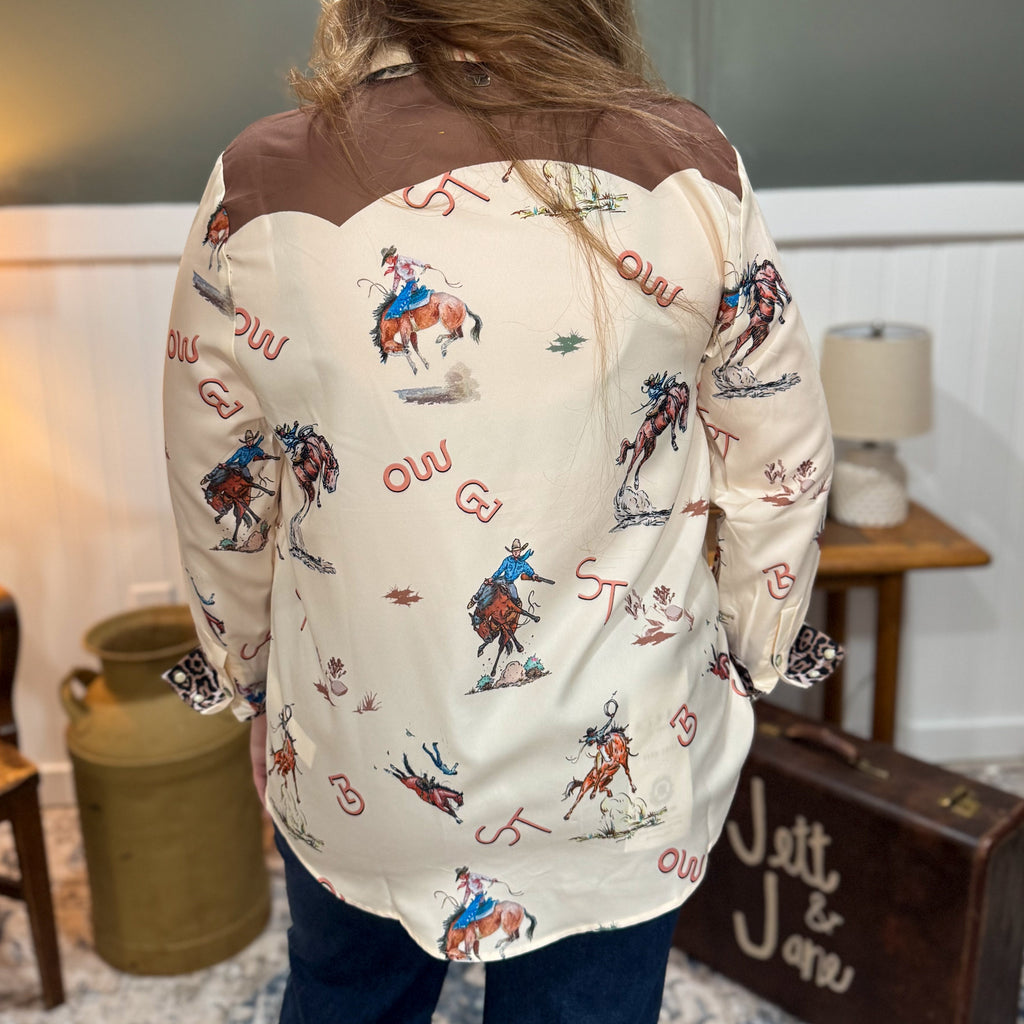 Western Print Pearl Snap