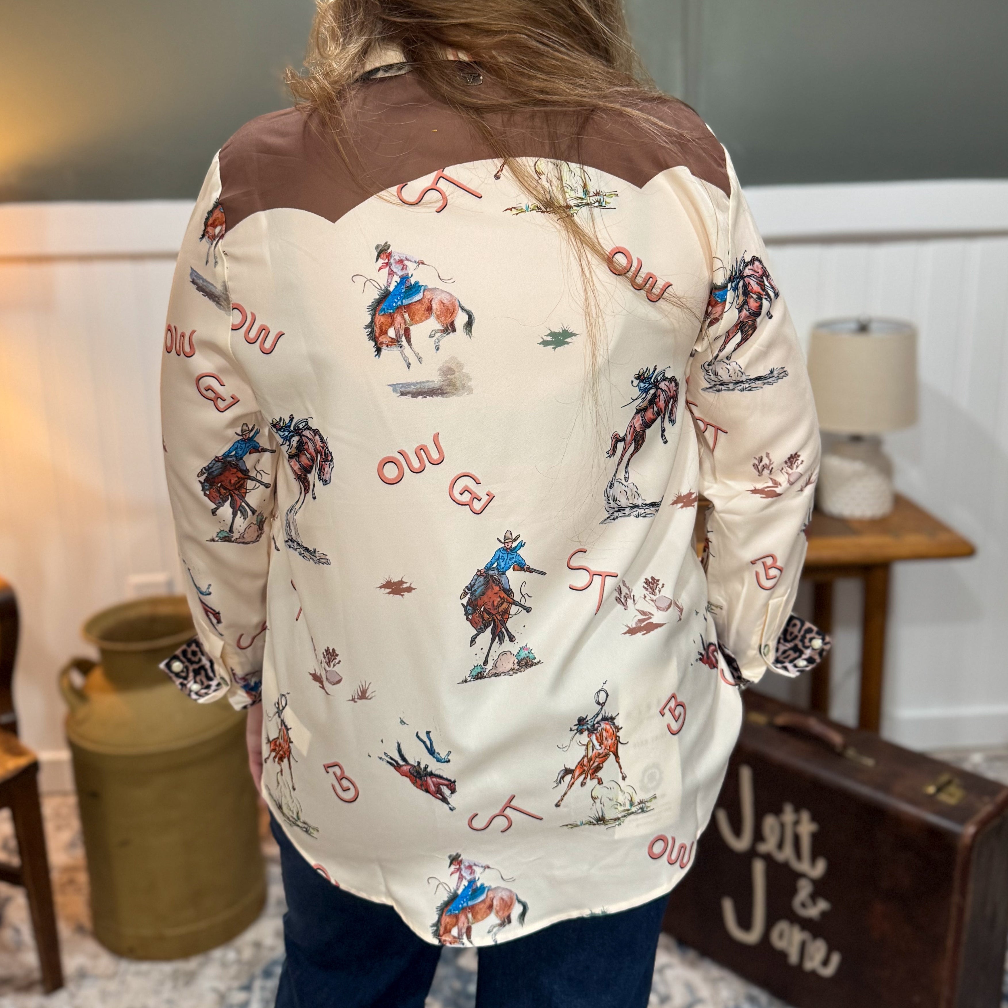 Western Print Pearl Snap