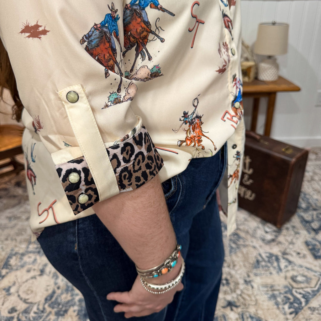 Western Print Pearl Snap