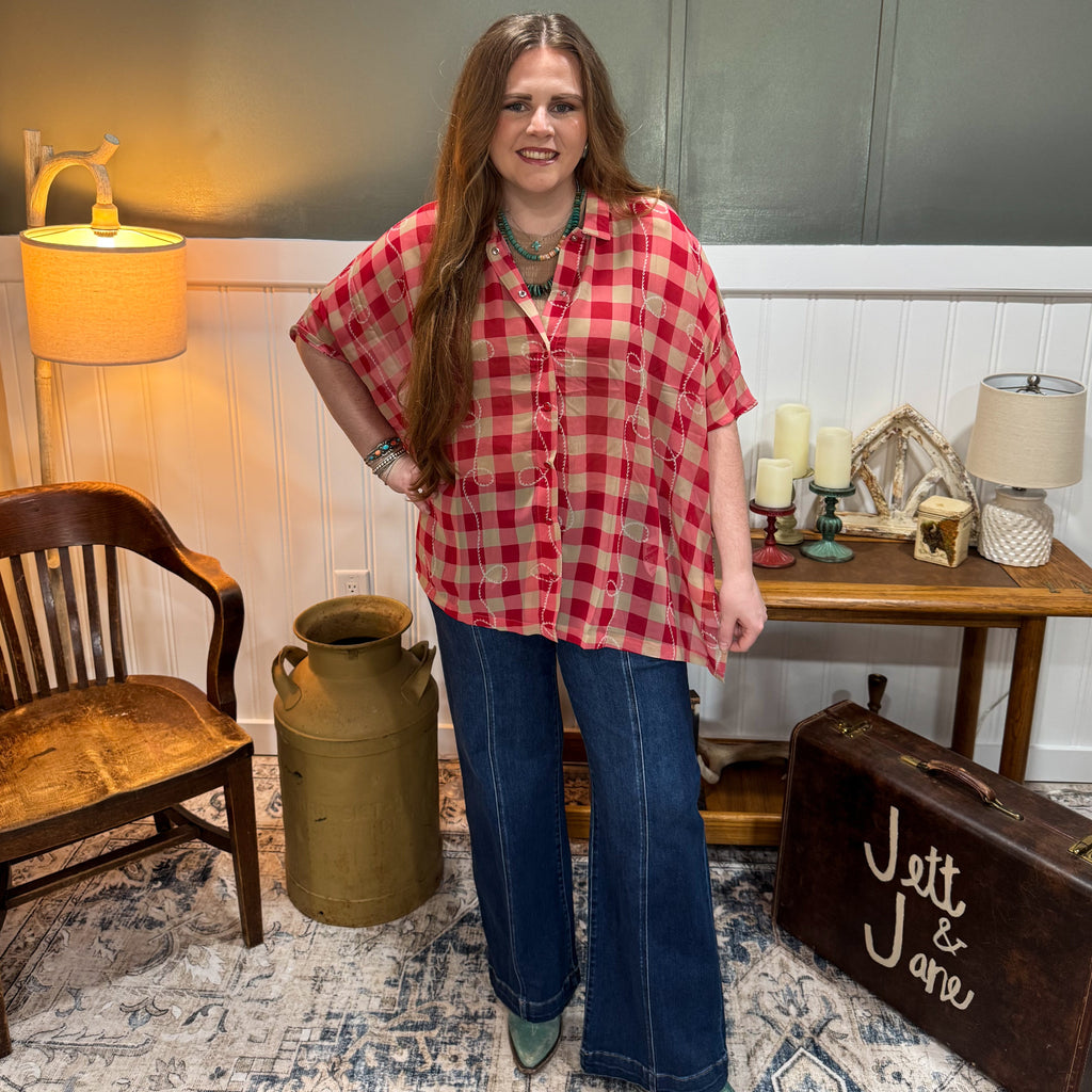 Square Dance Gingham Rope Top