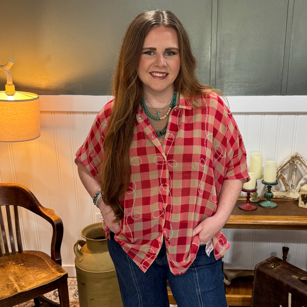 Square Dance Gingham Rope Top